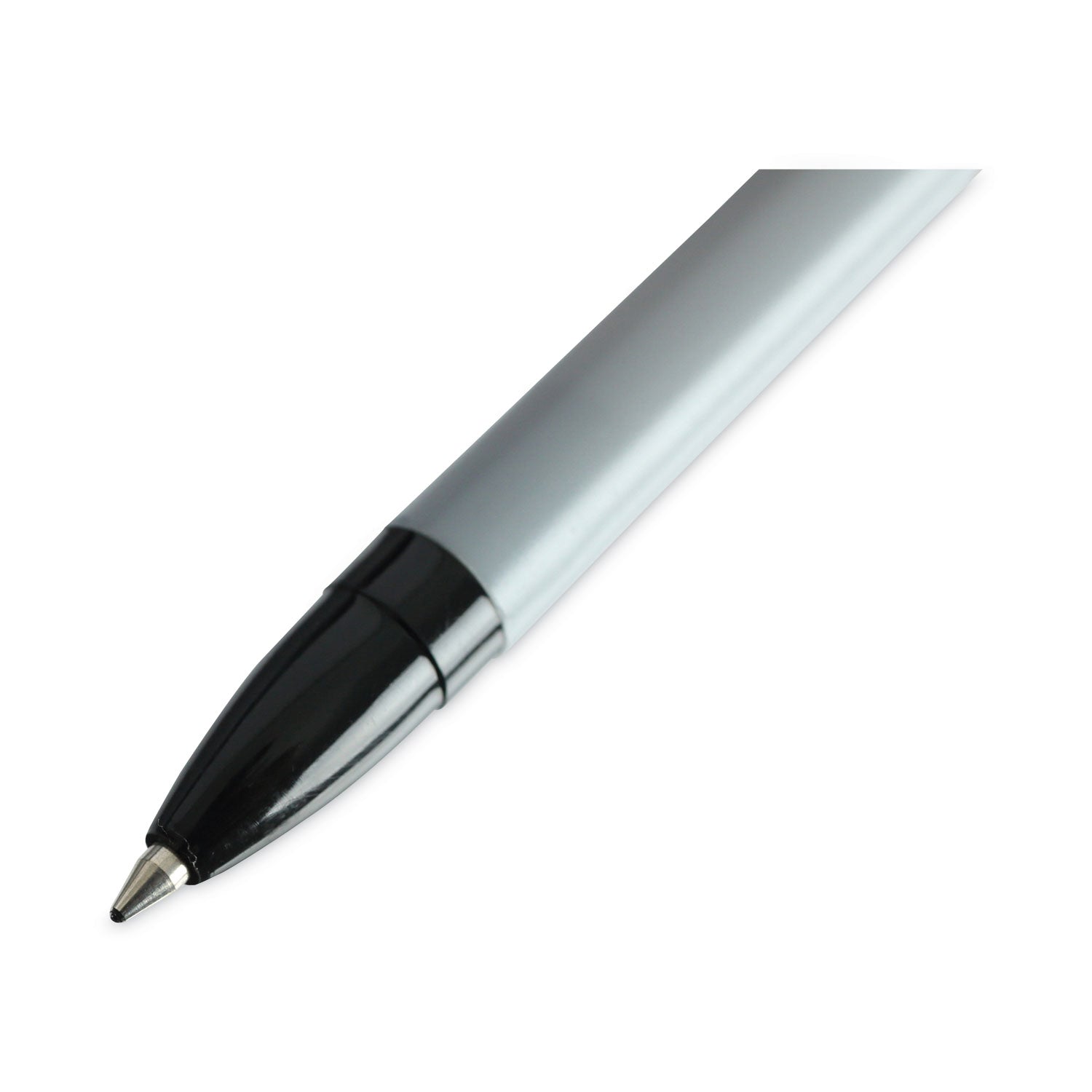 Universal™ Ballpoint Pen, Stick, Fine 0.7 mm, Black Ink, Gray/Black Barrel, Dozen