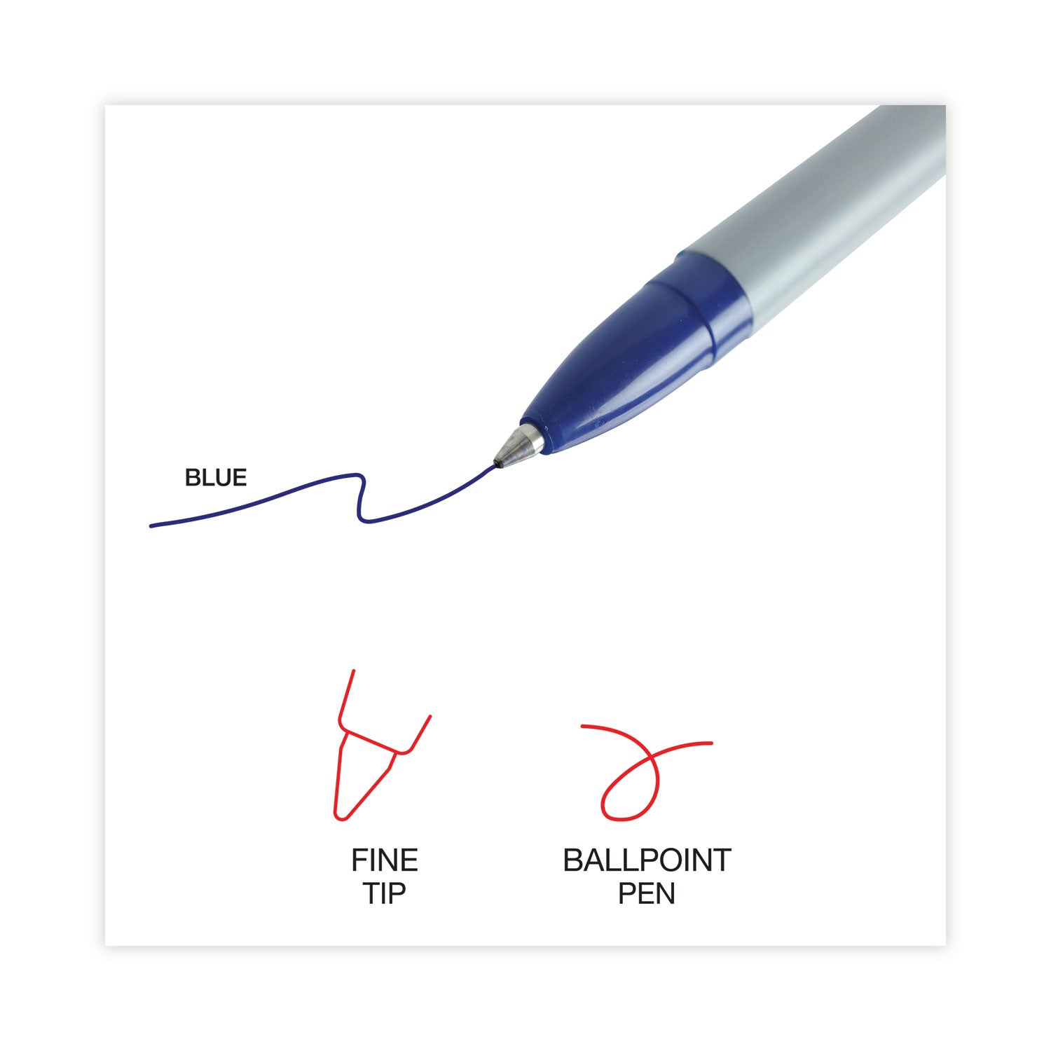 Universal™ Ballpoint Pen, Stick, Fine 0.7 mm, Blue Ink, Gray/Blue Barrel, Dozen