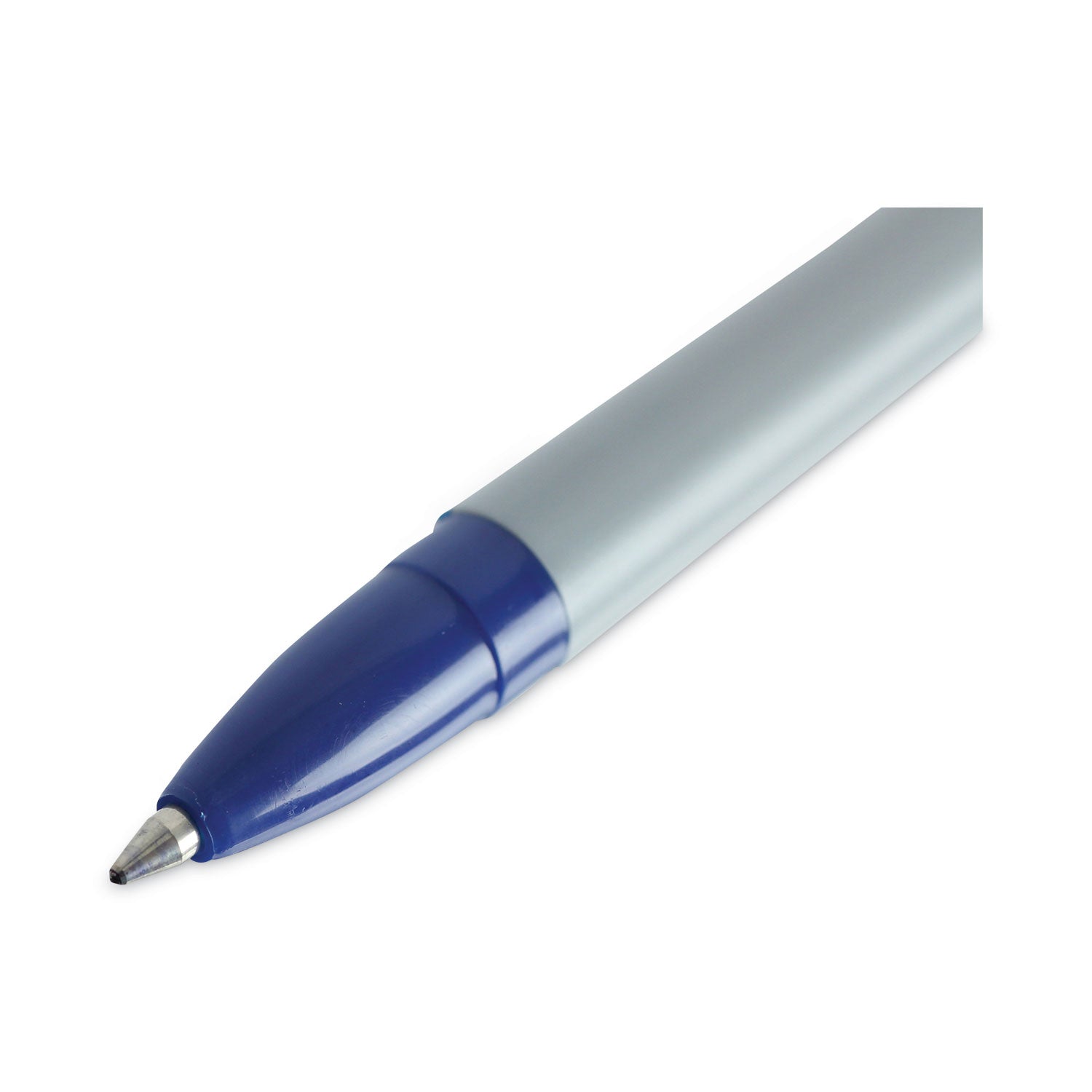 Universal™ Ballpoint Pen, Stick, Fine 0.7 mm, Blue Ink, Gray/Blue Barrel, Dozen