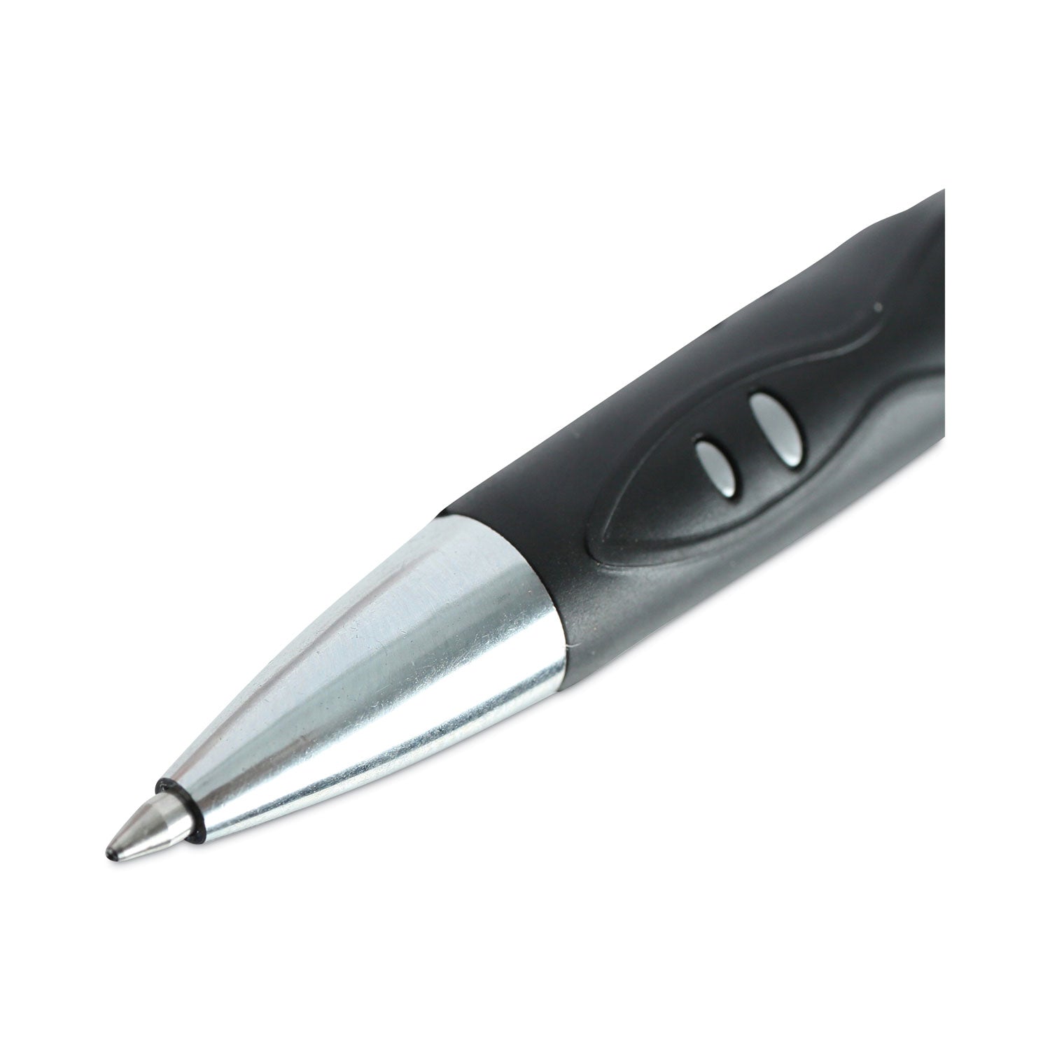 Universal™ Comfort Grip Gel Pen, Retractable, Medium 0.7 mm, Black Ink, Gray/Black/Silver Barrel, 36/Pack