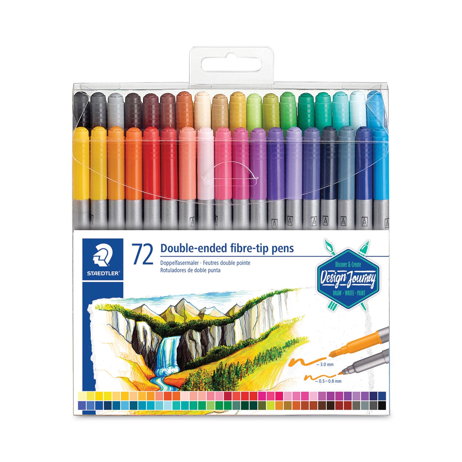 Double Ended Markers, Assorted Bullet Tips, Assorted Colors, 72/Pack