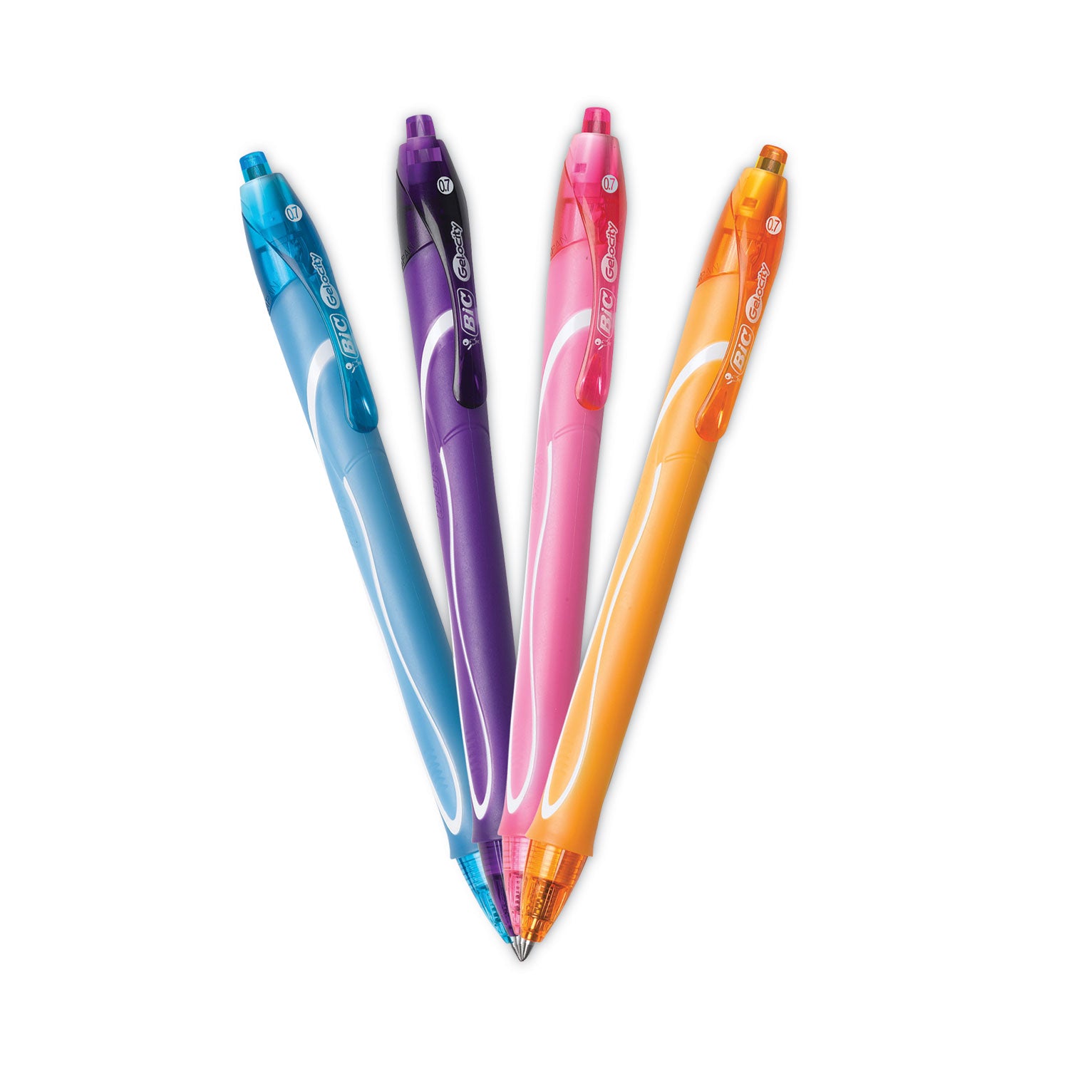 BIC® Gel-ocity Quick Dry Gel Pen, Retractable, Fine 0.7 mm, 12 Assorted Ink and Barrel Colors, Dozen