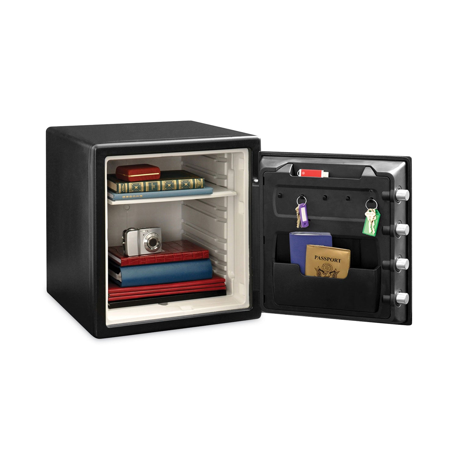 Sentry® Safe Fire-Safe with Biometric and Keypad Access, 1.23 cu ft, 16.3w x 19.3d x 17.8h, Black