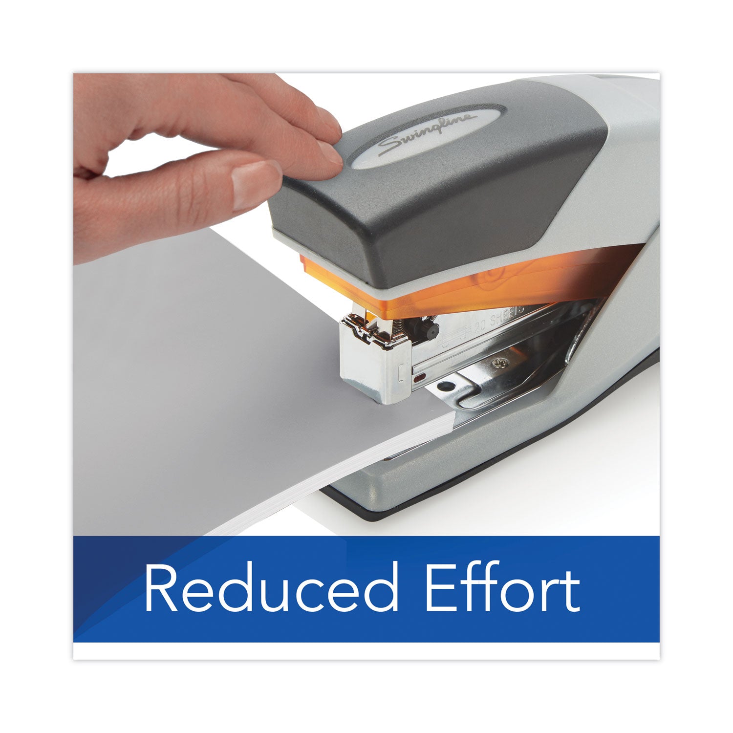 Swingline® Optima 25 Reduced Effort Stapler, 25-Sheet Capacity, Gray/Orange