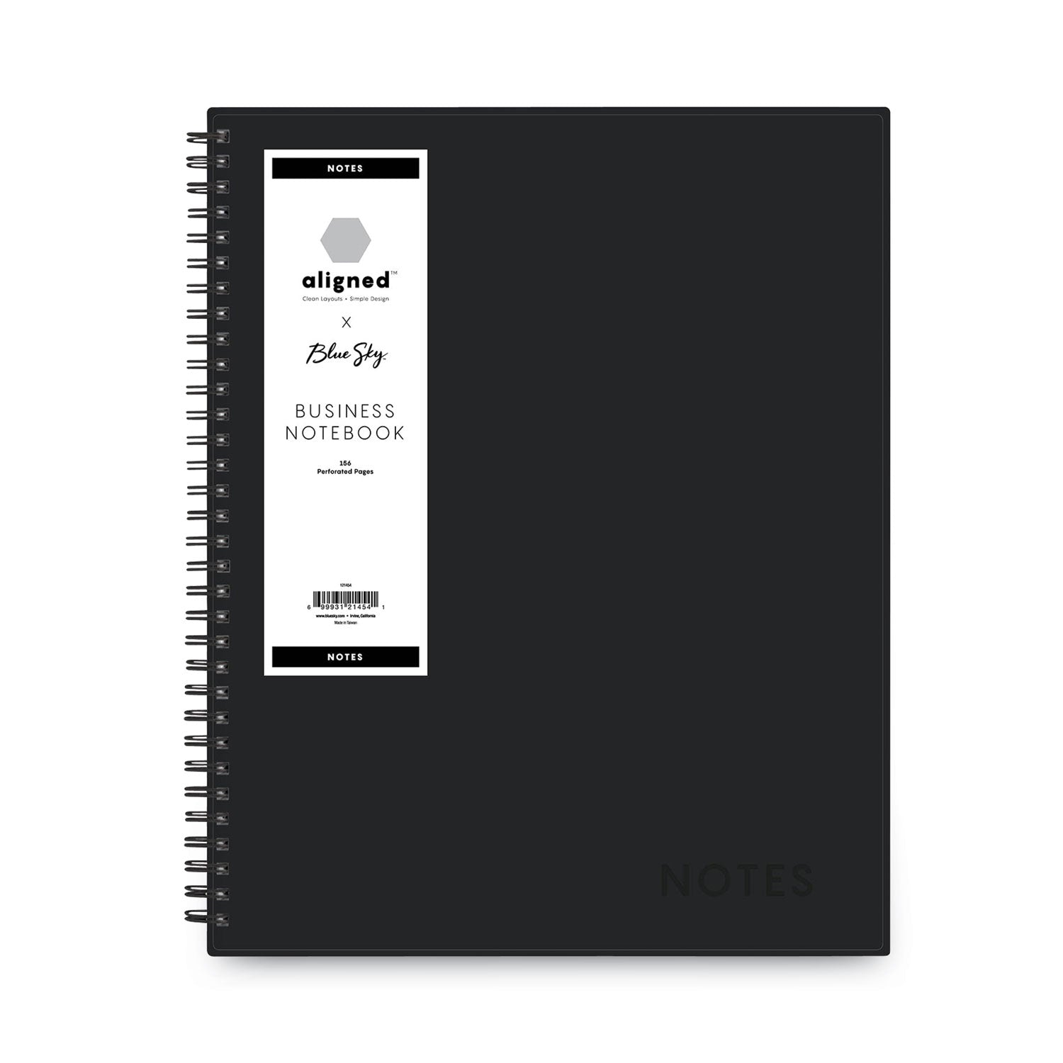 Blue Sky® Aligned Business Notebook, 1-Subject, Meeting-Minutes/Notes Format with Narrow Rule, Black Cover, (78) 11 x 8.5 Sheets