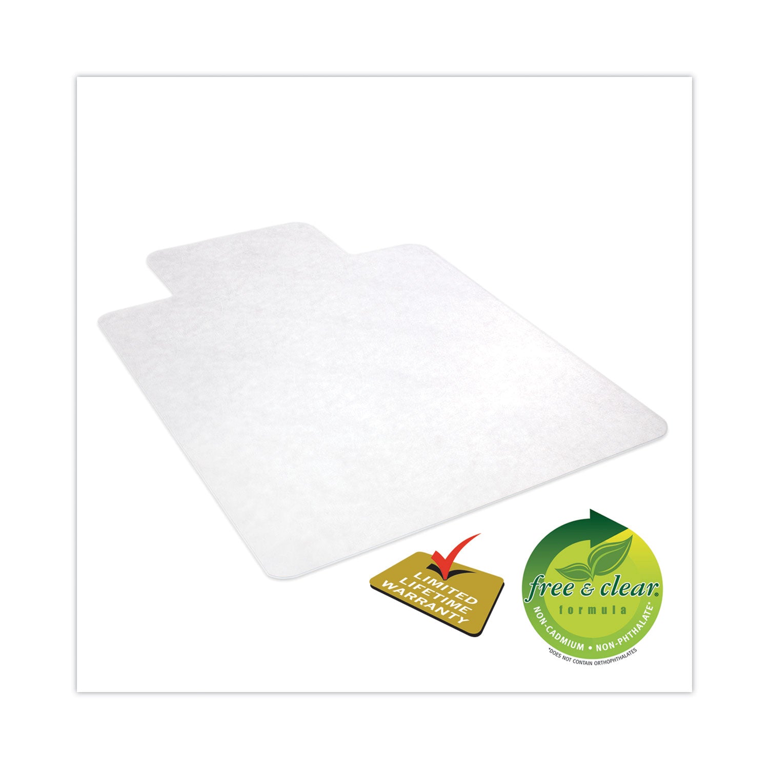 deflecto® EconoMat All Day Use Chair Mat for Hard Floors, Flat Packed, 46 x 60, Lipped, Clear