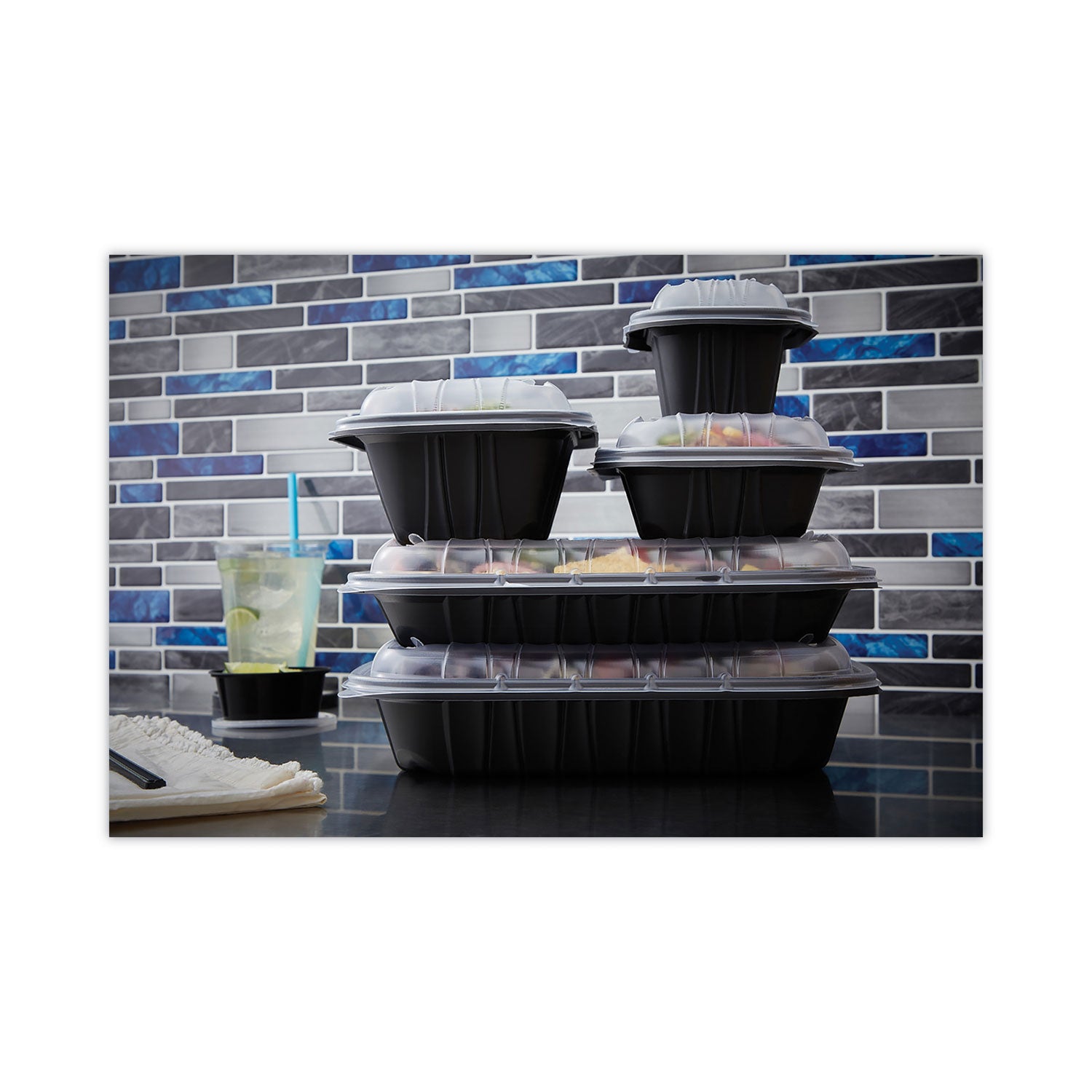 Pactiv Evergreen EarthChoice Entree2Go Takeout Container, 48 oz, 11.75 x 8.75 x 1.61, Black, Plastic, 200/Carton