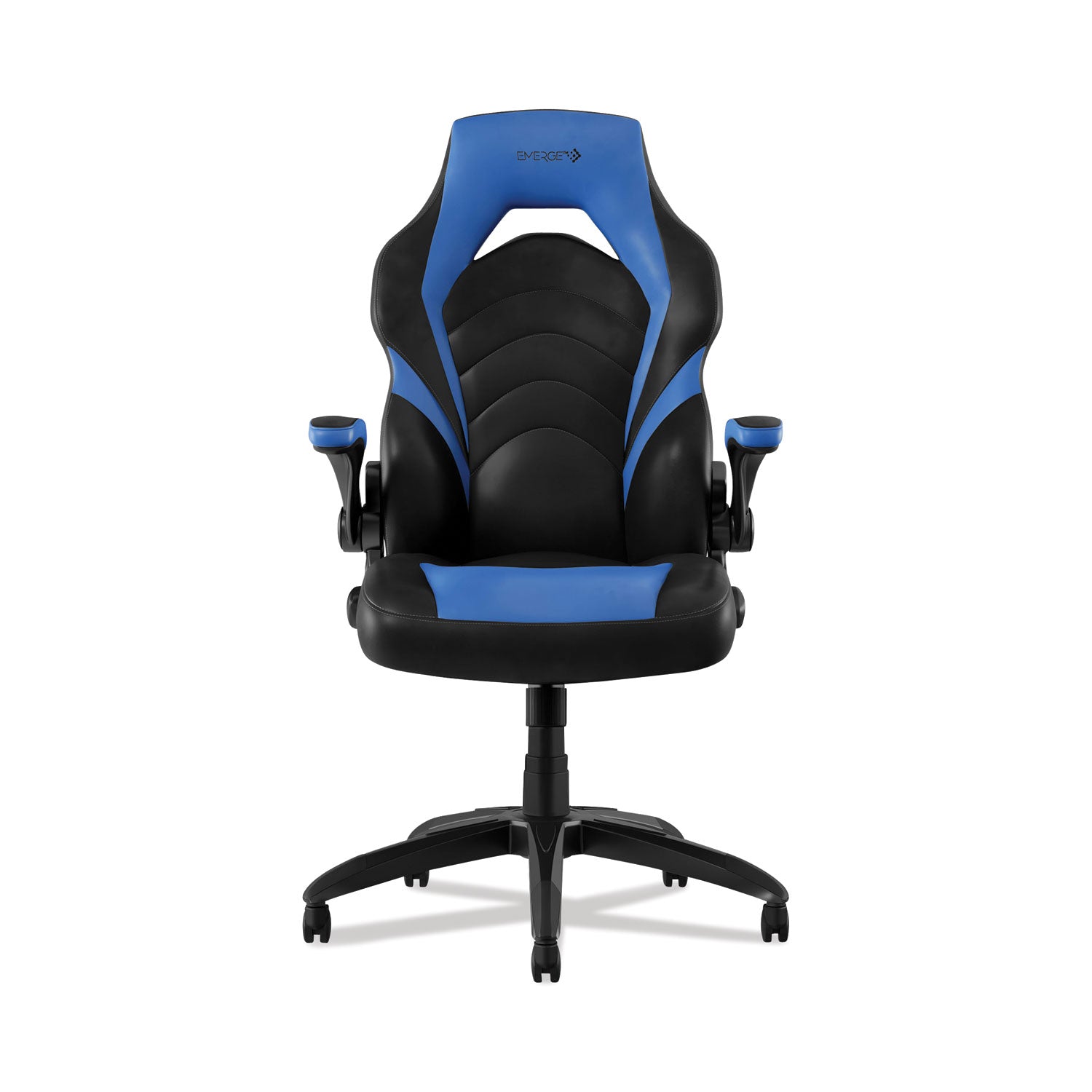 Vortex Bonded Leather Gaming Chair, Supports Up to 301 lbs, 17.9" to 21.6" Seat Height, Blue/Black, Black Base