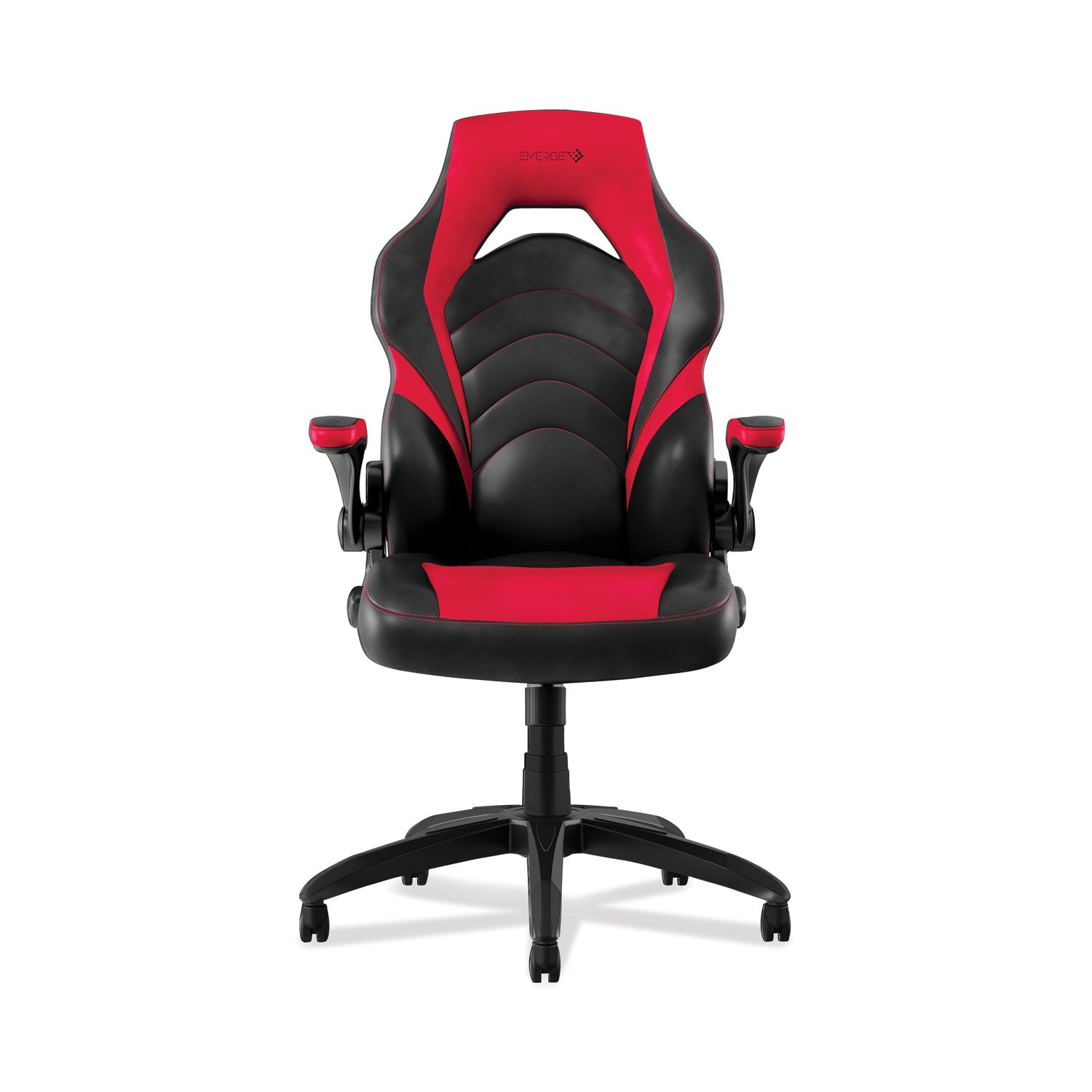 Vortex Bonded Leather Gaming Chair, Supports Up to 301 lbs, 17.9" to 21.6" Seat Height, Red/Black Back, Black Base