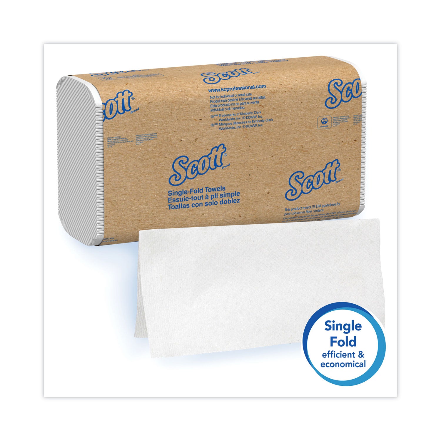 Scott® Essential Single-Fold Towels, Absorbency Pockets, 9.3 x 10.5, 250/Pack, 16 Packs/Carton