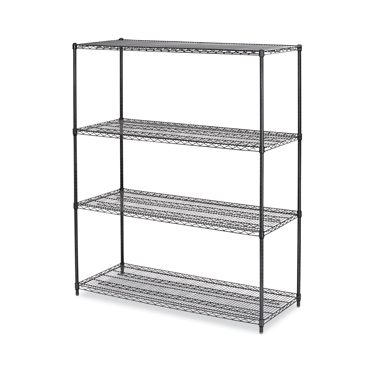 All-Purpose Wire Shelving Starter Kit, Four-Shelf, 60w x 24d x 72h, Black Anthracite Plus