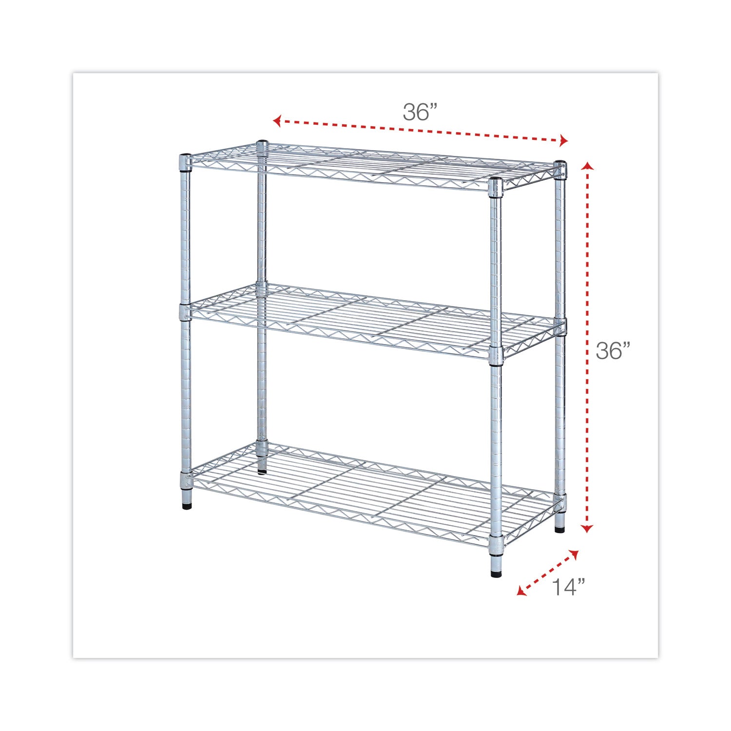 Alera® Residential Wire Shelving, Three-Shelf, 36w x 14d x 36h, Silver