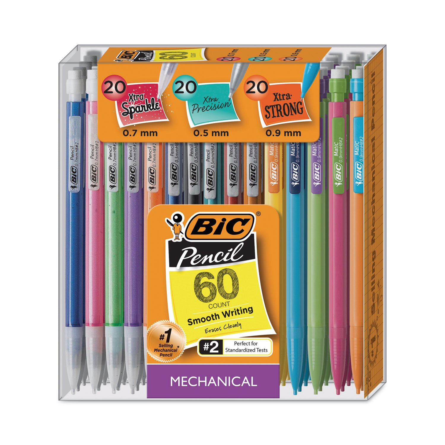 Mechanical Pencil Variety Pack, Assorted Graphite Diameters, HB (#2), Black Lead, Assorted Barrel Colors, 60/Pack