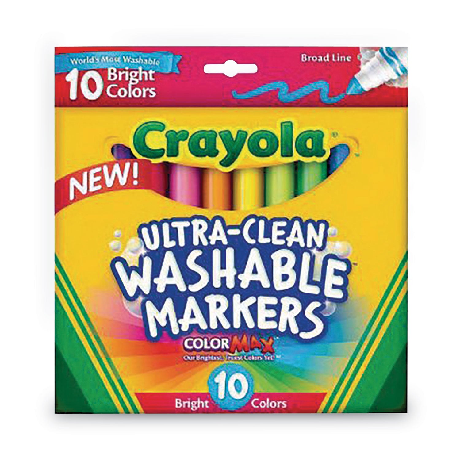 Ultra-Clean Washable Markers, Broad Bullet Tip, Assorted Colors, 10/Pack