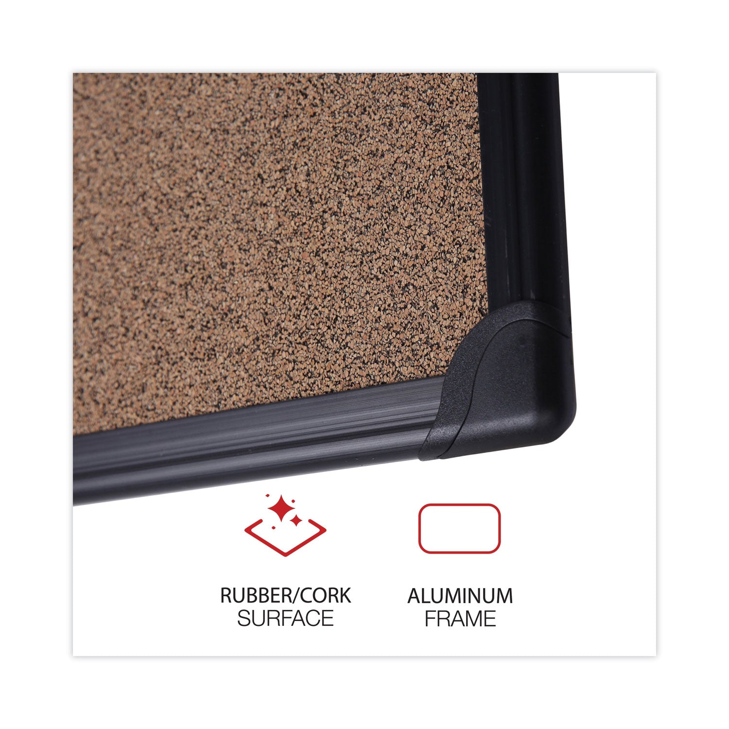 Universal® Tech Cork Board, 24 x 18, Brown Surface, Black Aluminum Frame