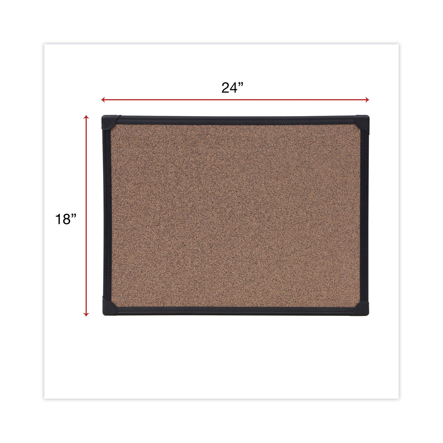 Universal® Tech Cork Board, 24 x 18, Brown Surface, Black Aluminum Frame