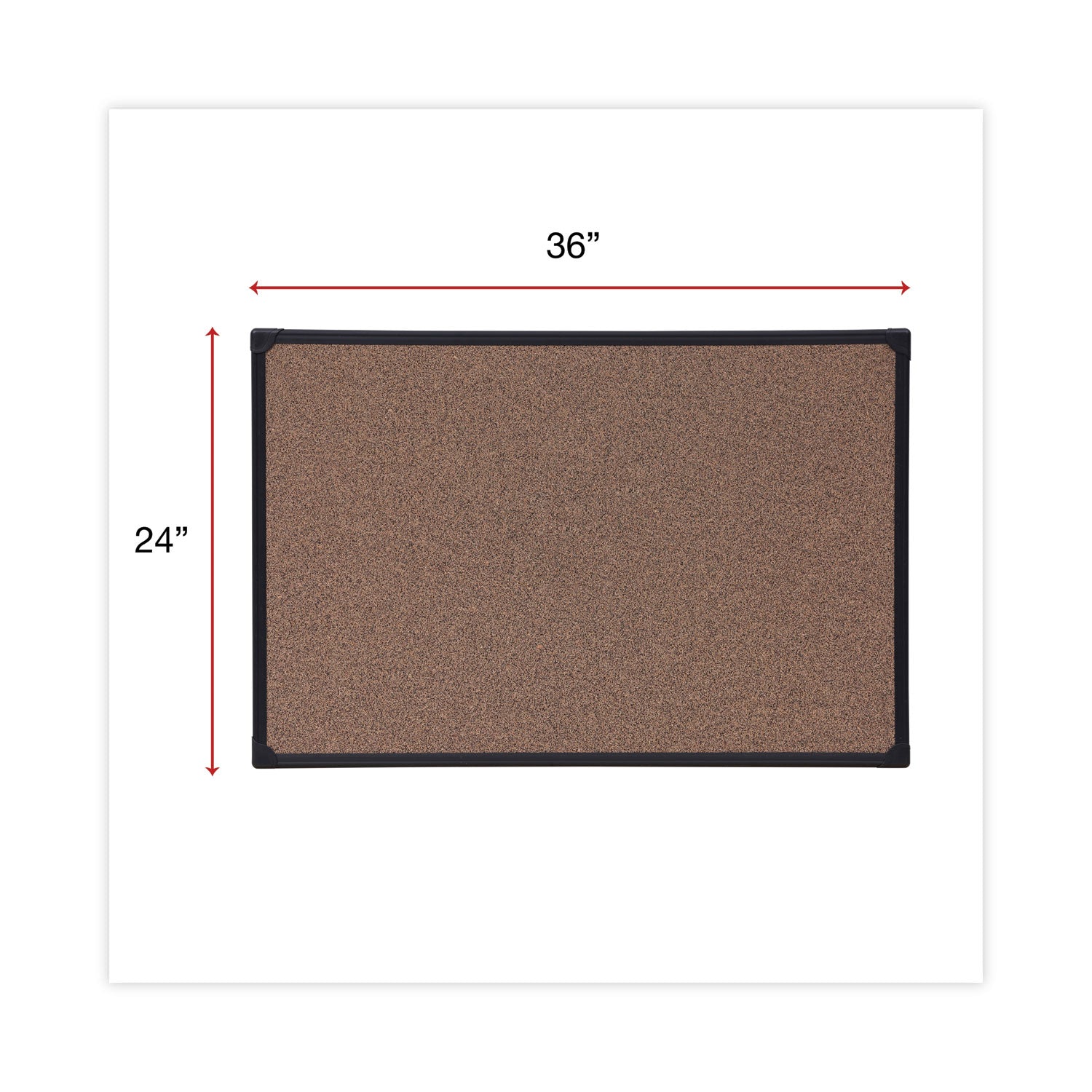 Universal® Tech Cork Board, 36 x 24, Brown Surface, Black Plastic Frame