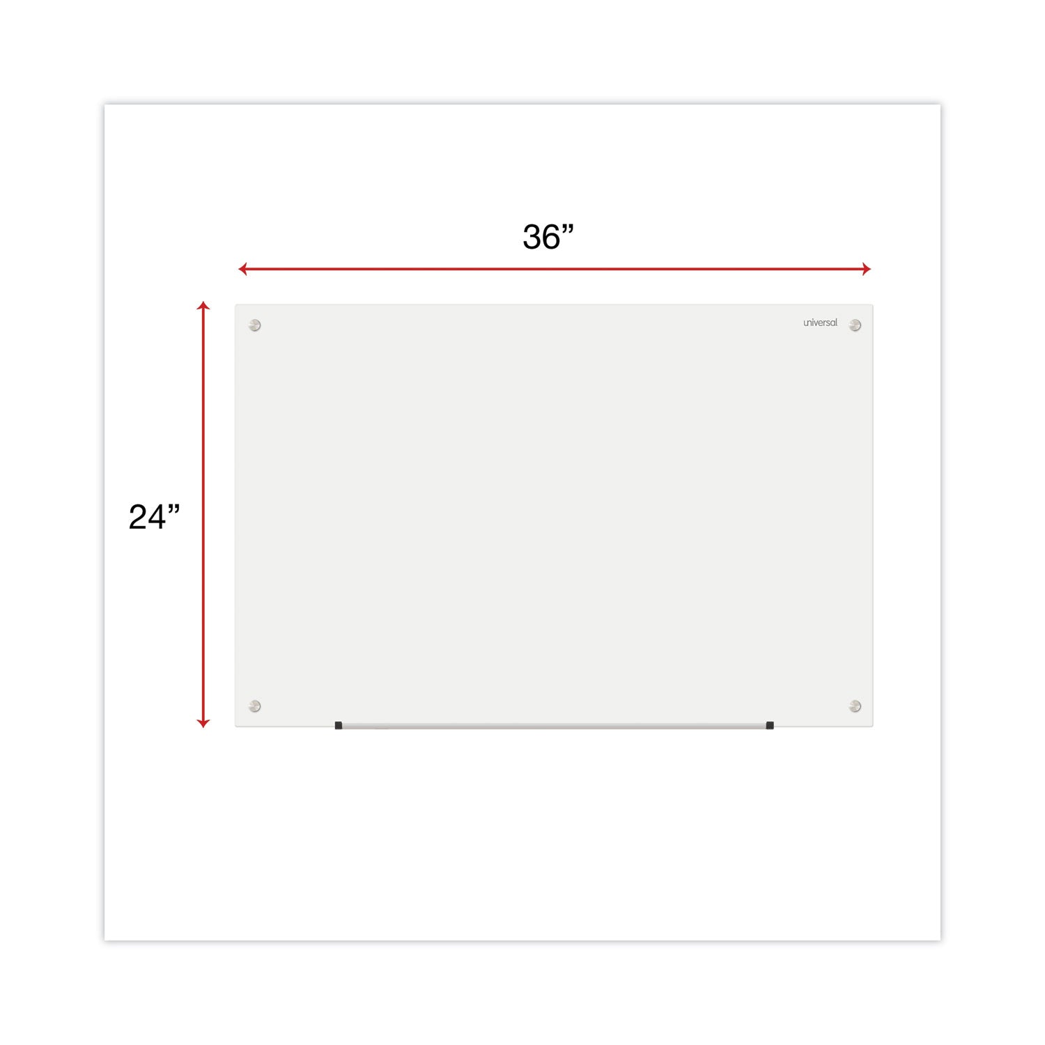 Universal® Frameless Glass Marker Board, 36 x 24, White Surface