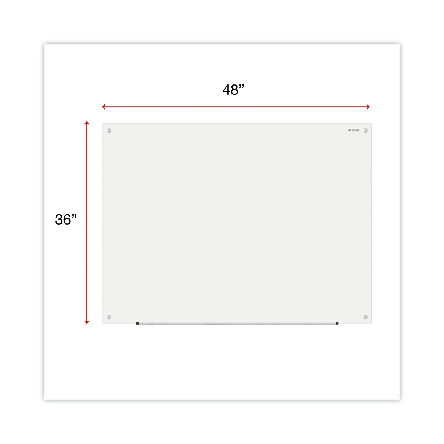 Universal® Frameless Glass Marker Board, 48 x 36, White Surface