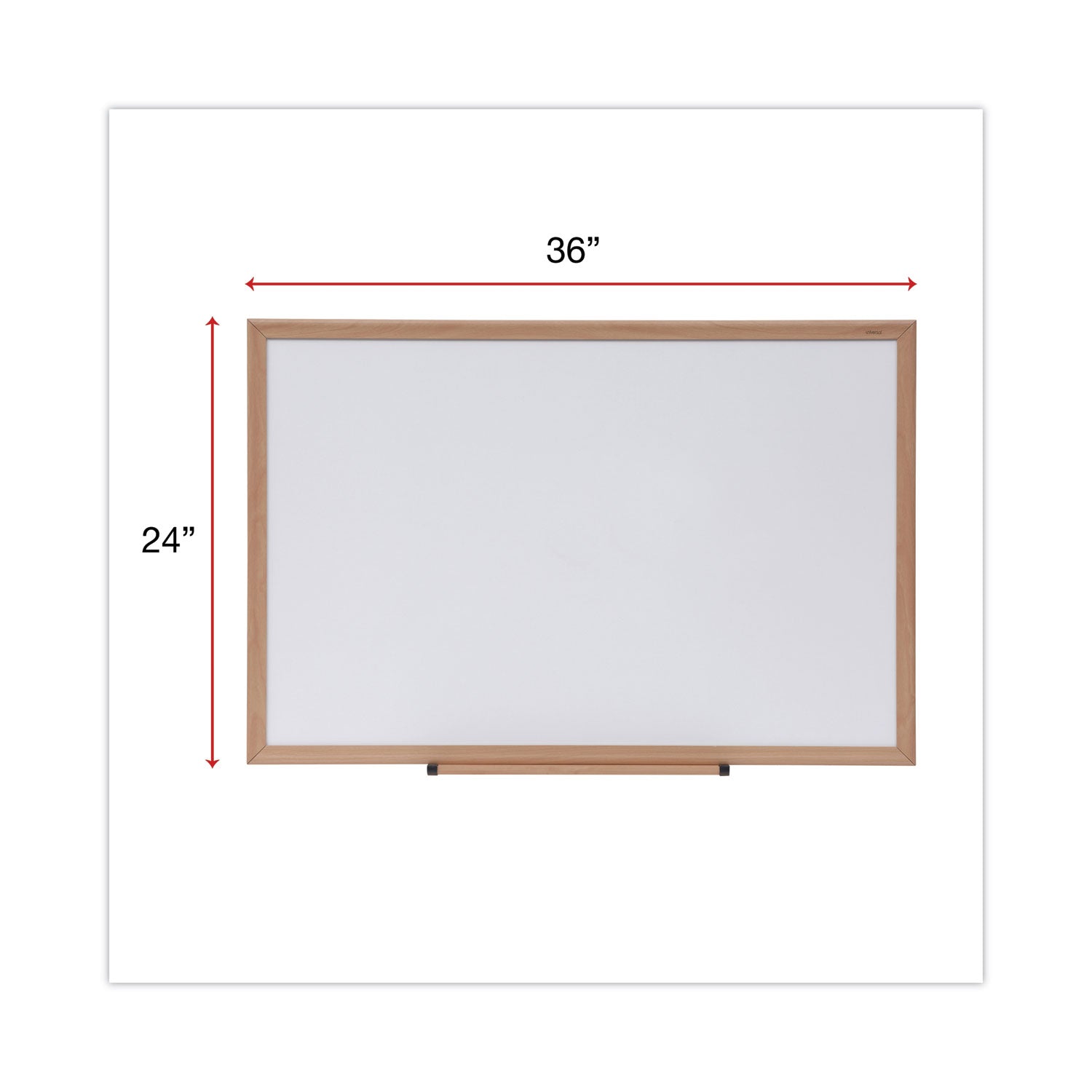 Universal® Deluxe Melamine Dry Erase Board, 36 x 24, Melamine White Surface, Oak Fiberboard Frame