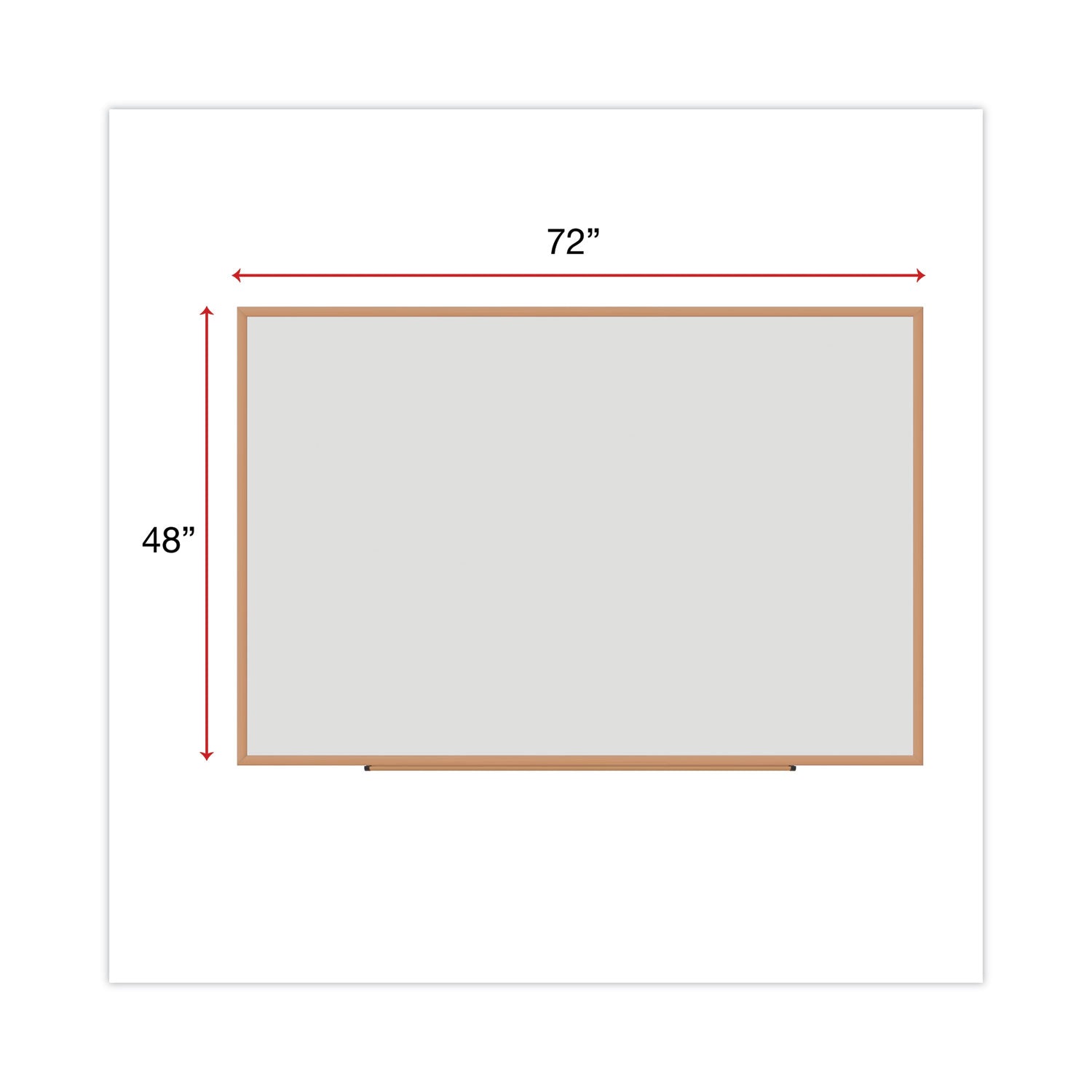 Universal® Deluxe Melamine Dry Erase Board, 72 x 48, Melamine White Surface, Oak Fiberboard Frame