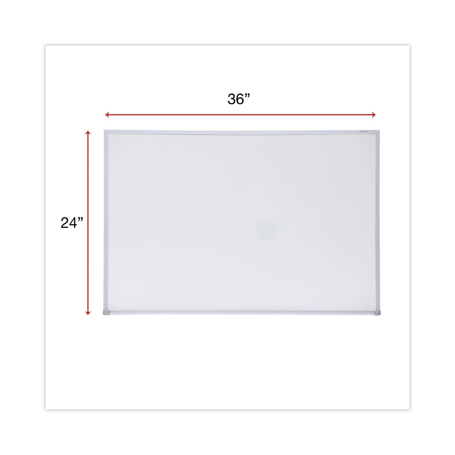 Universal® Melamine Dry Erase Board with Aluminum Frame, 36 x 24, White Surface, Anodized Aluminum Frame