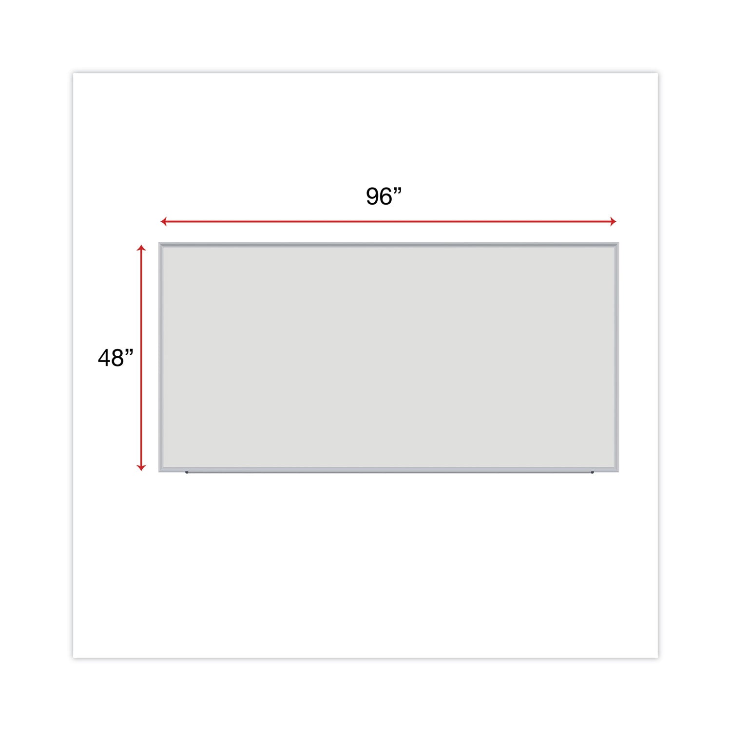 Universal® Deluxe Melamine Dry Erase Board, 96 x 48, Melamine White Surface, Silver Anodized Aluminum Frame