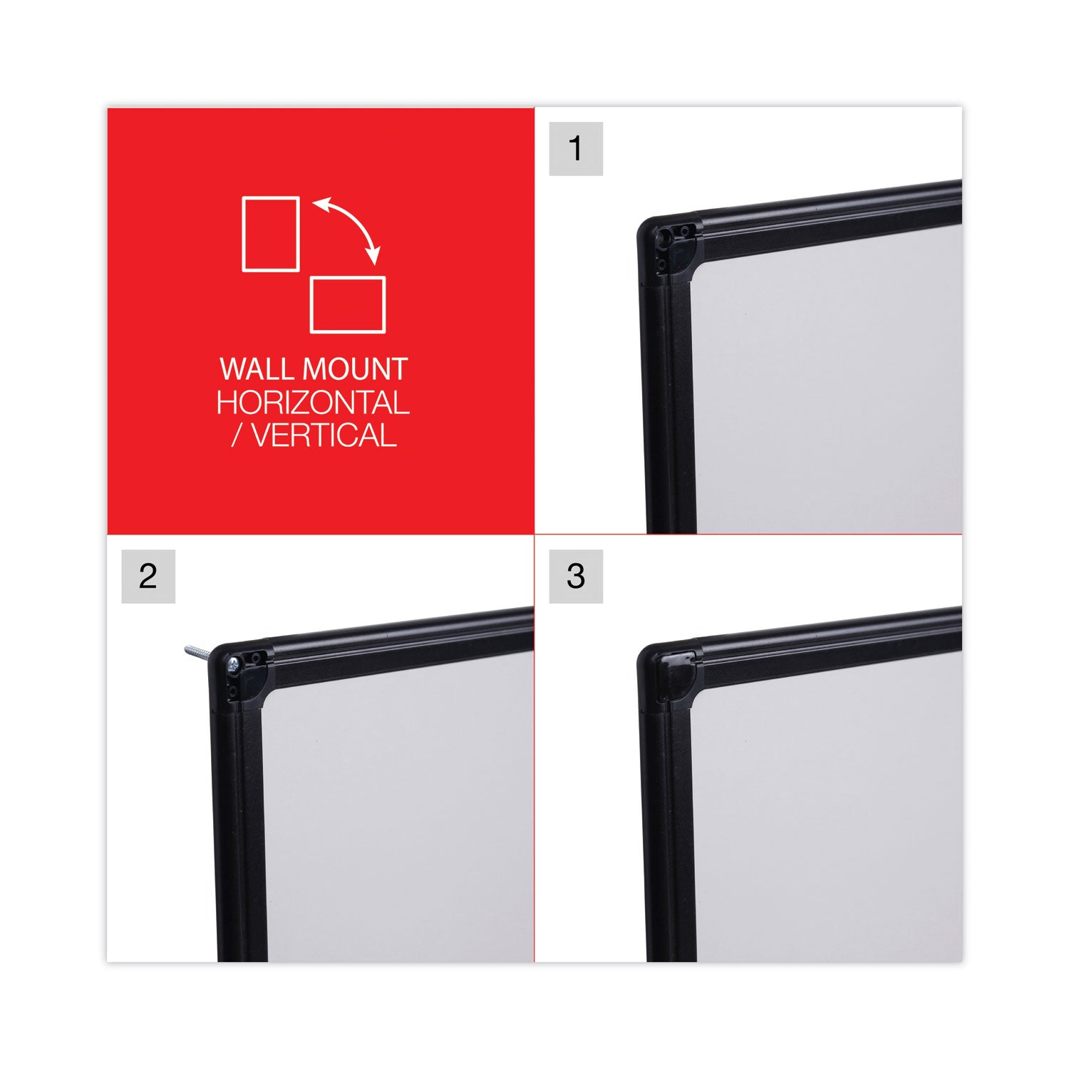 Universal® Design Series Deluxe Dry Erase Board, 36 x 24, White Surface, Black Anodized Aluminum Frame