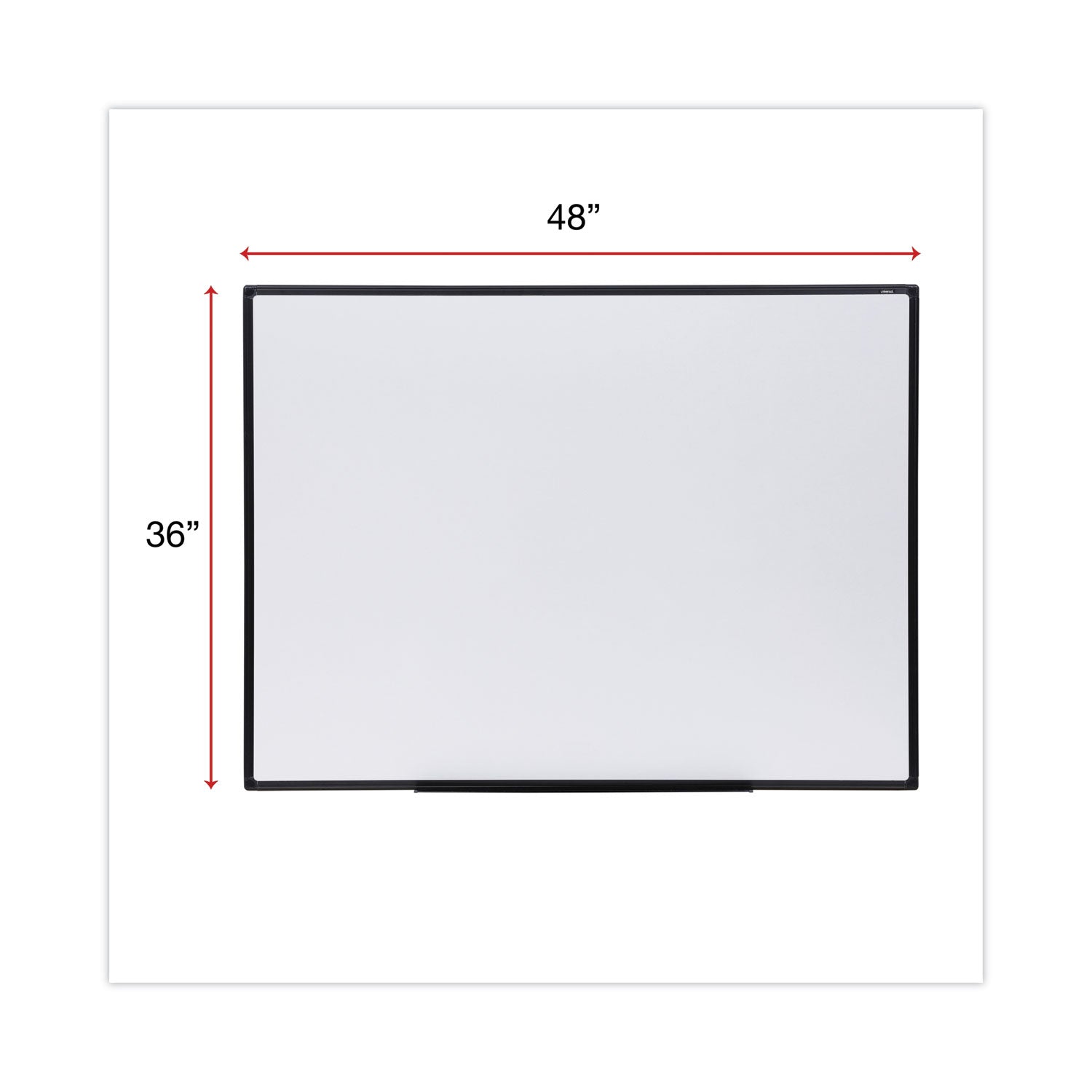 Universal® Design Series Deluxe Dry Erase Board, 48 x 36, White Surface, Black Anodized Aluminum Frame