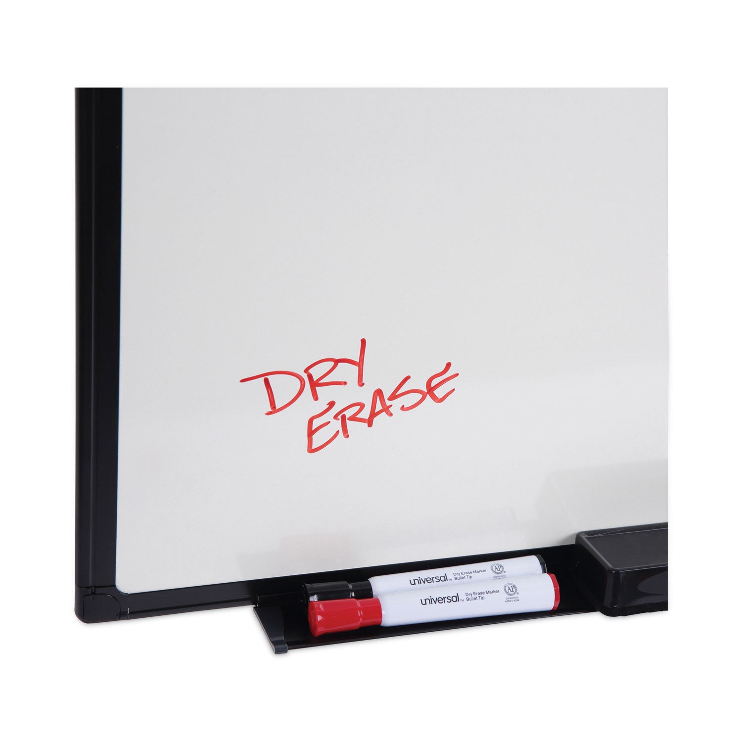 Universal® Design Series Deluxe Dry Erase Board, 48 x 36, White Surface, Black Anodized Aluminum Frame