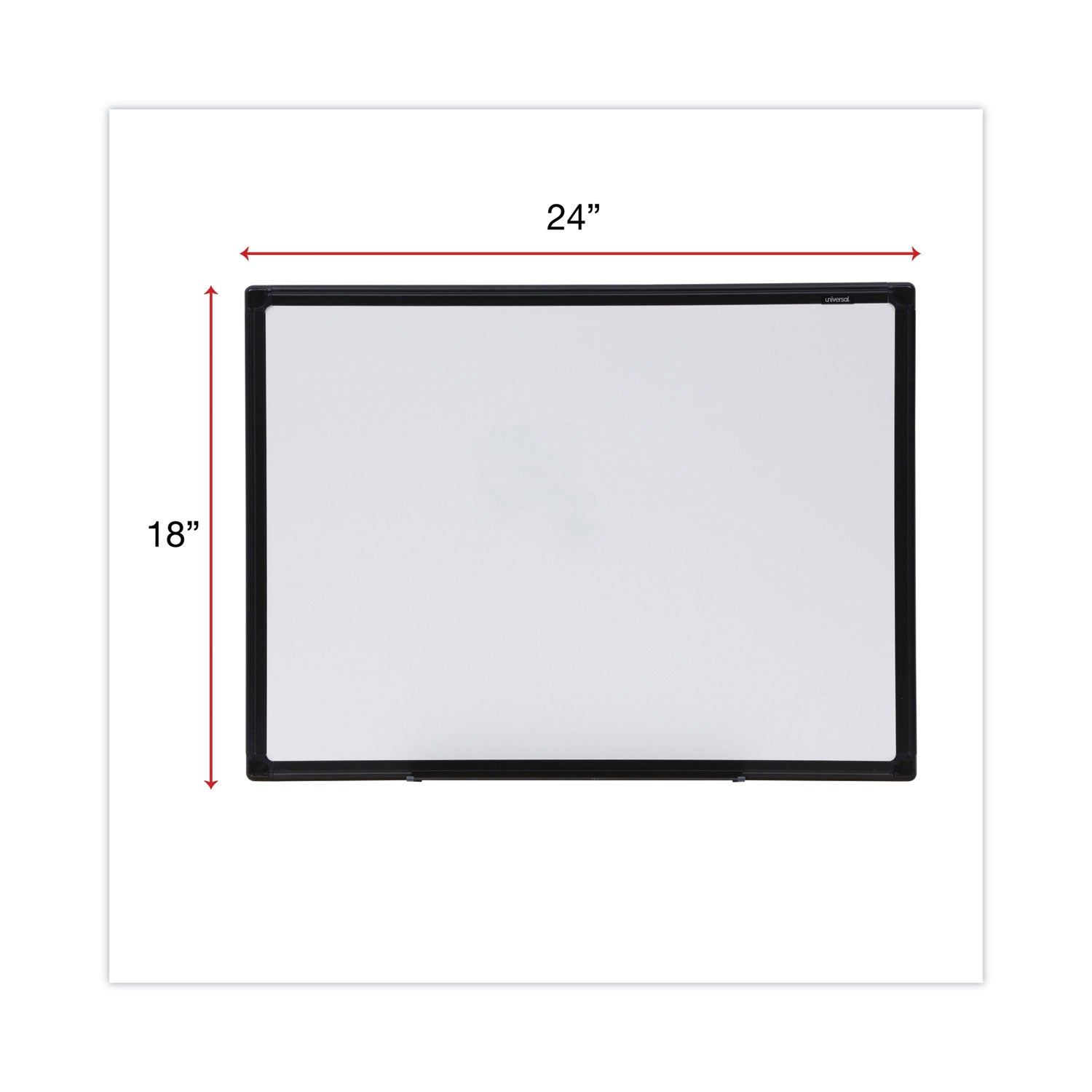 Universal® Design Series Deluxe Dry Erase Board, 24 x 18, White Surface, Black Anodized Aluminum Frame