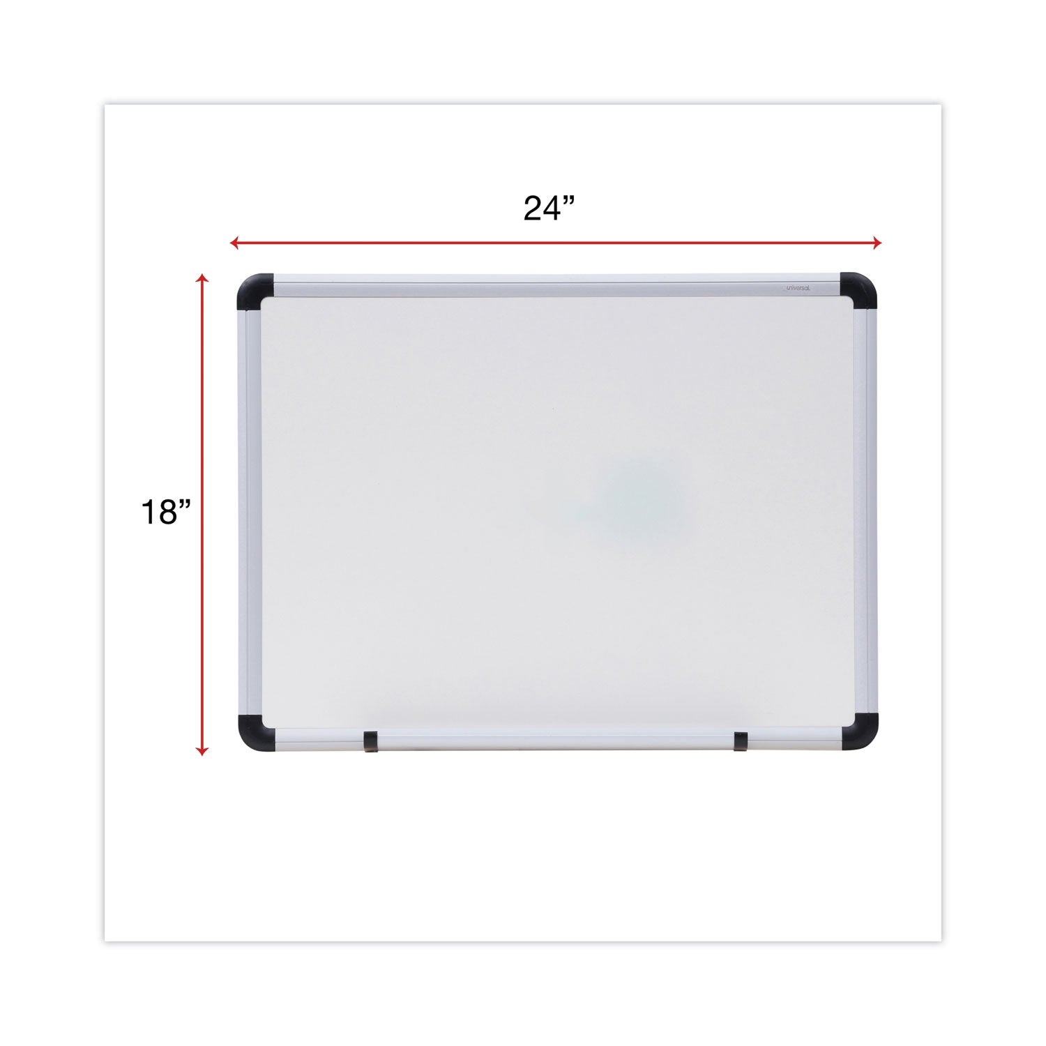 Universal® Modern Melamine Dry Erase Board with Aluminum Frame, 24 x 18, White Surface