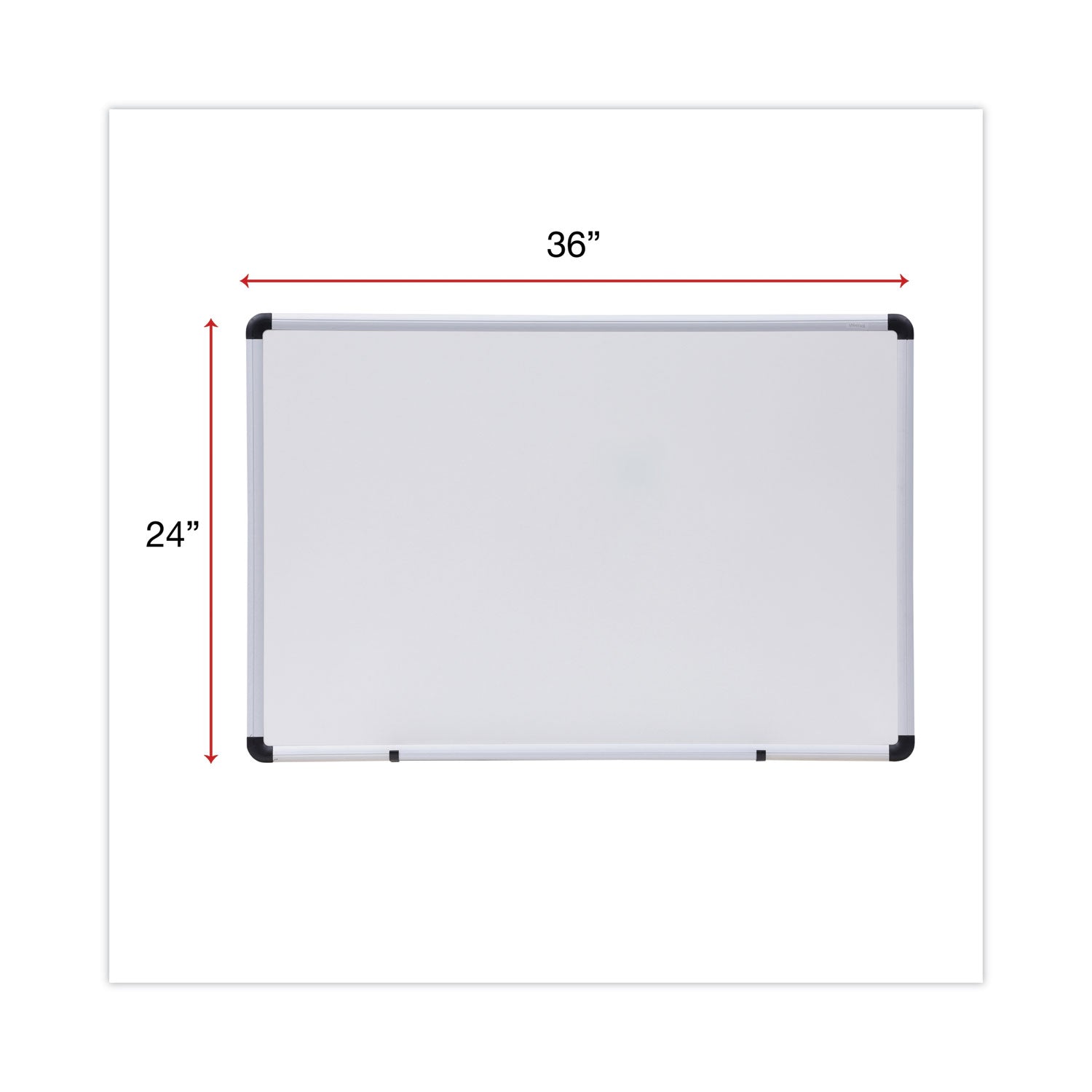 Universal® Modern Melamine Dry Erase Board with Aluminum Frame, 36 x 24, White Surface