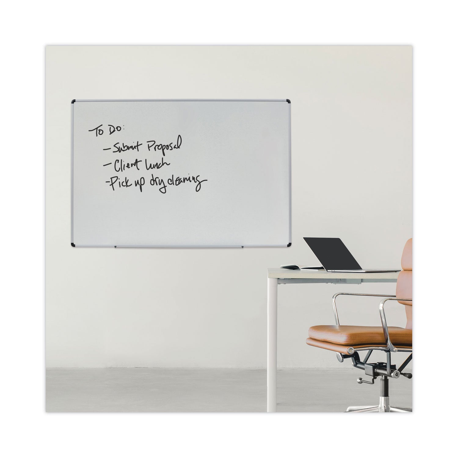 Universal® Modern Melamine Dry Erase Board with Aluminum Frame, 72 x 48, White Surface