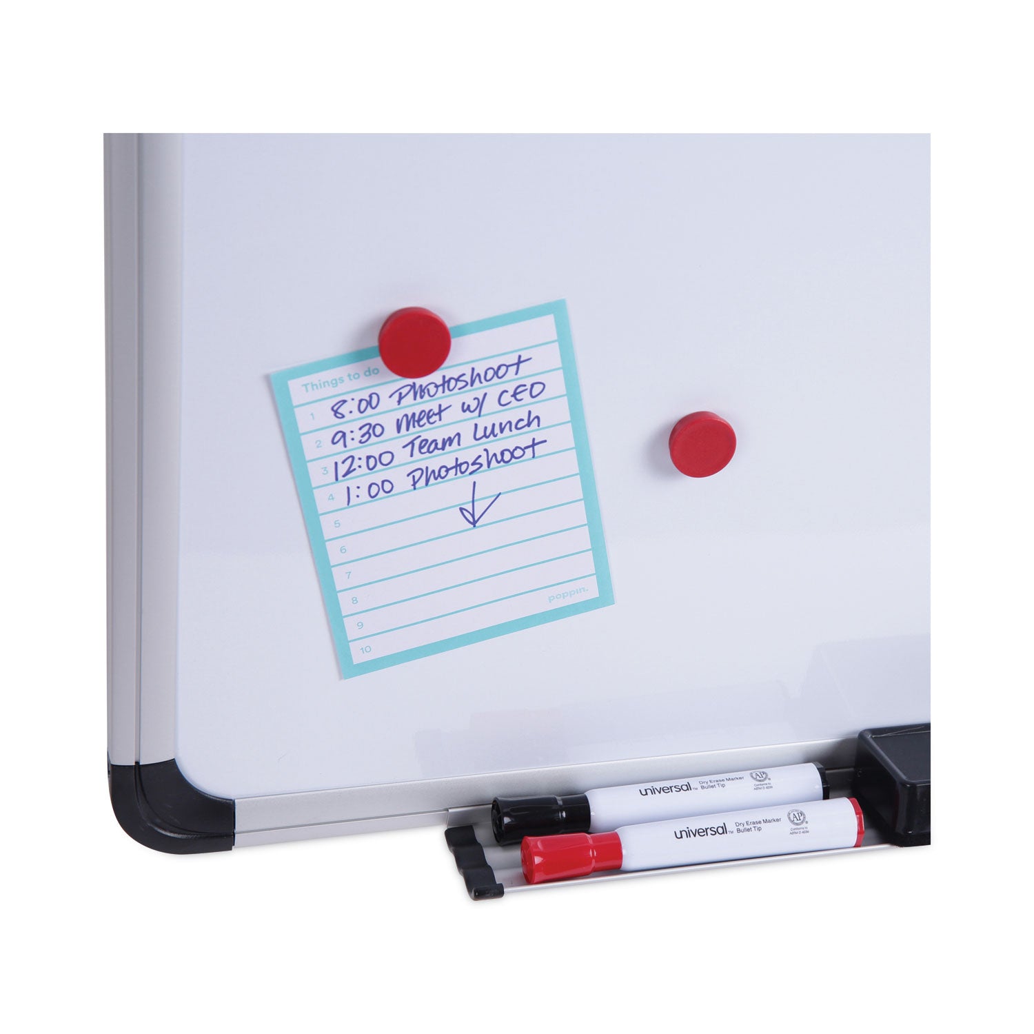 Universal® Magnetic Steel Dry Erase Marker Board, 24 x 18, White Surface, Aluminum/Plastic Frame