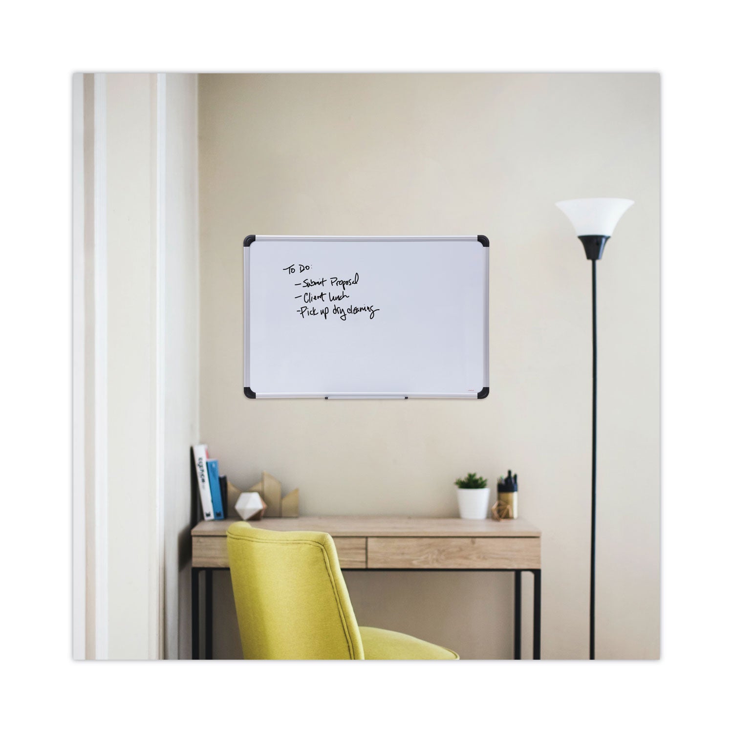 Universal® Magnetic Steel Dry Erase Marker Board, 36 x 24, White Surface, Aluminum/Plastic Frame