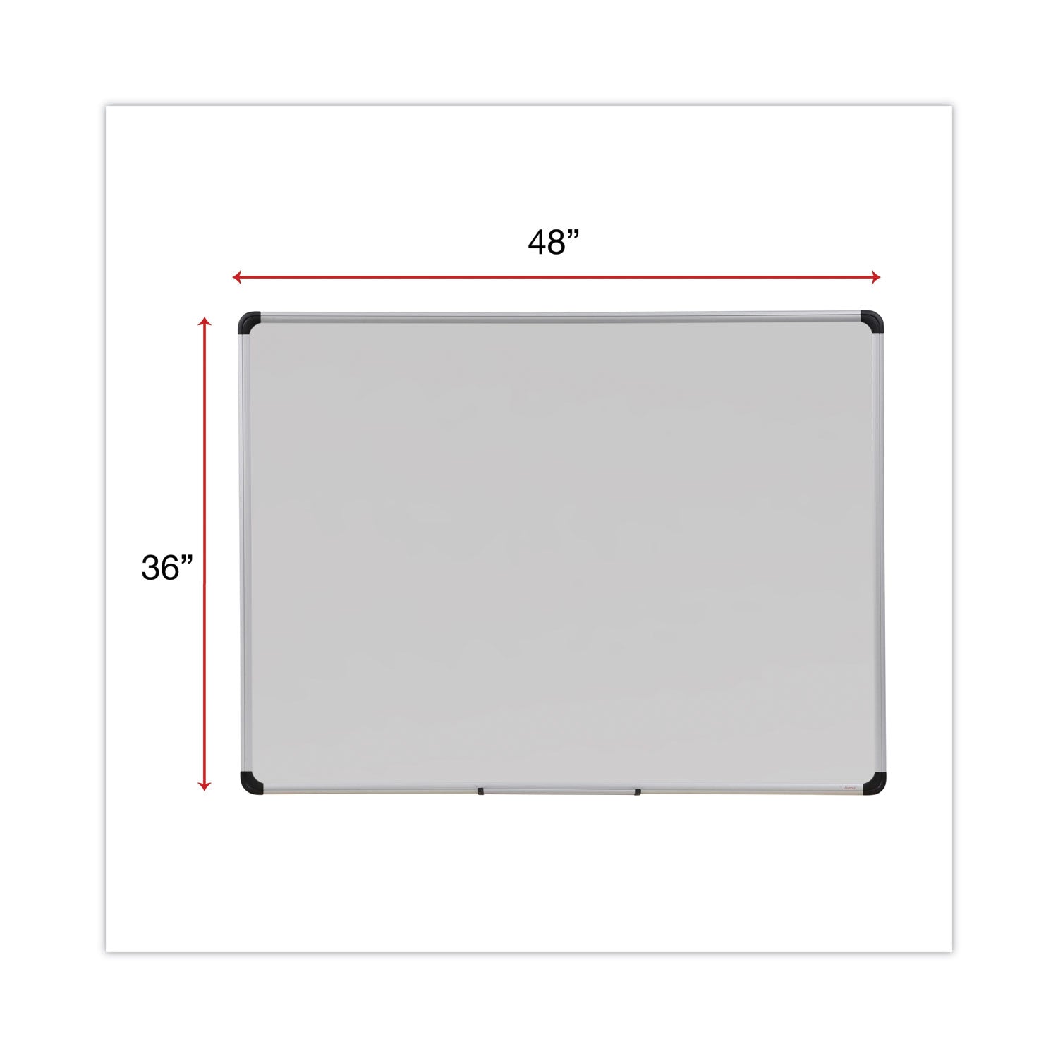 Universal® Deluxe Porcelain Magnetic Dry Erase Board, 48 x 36, White Surface, Silver/Black Aluminum Frame