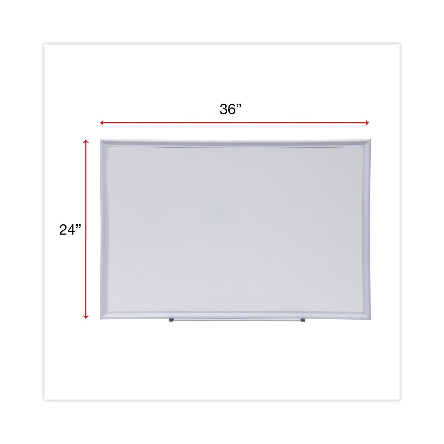 Universal® Deluxe Melamine Dry Erase Board, 36 x 24, Melamine White Surface, Silver Aluminum Frame