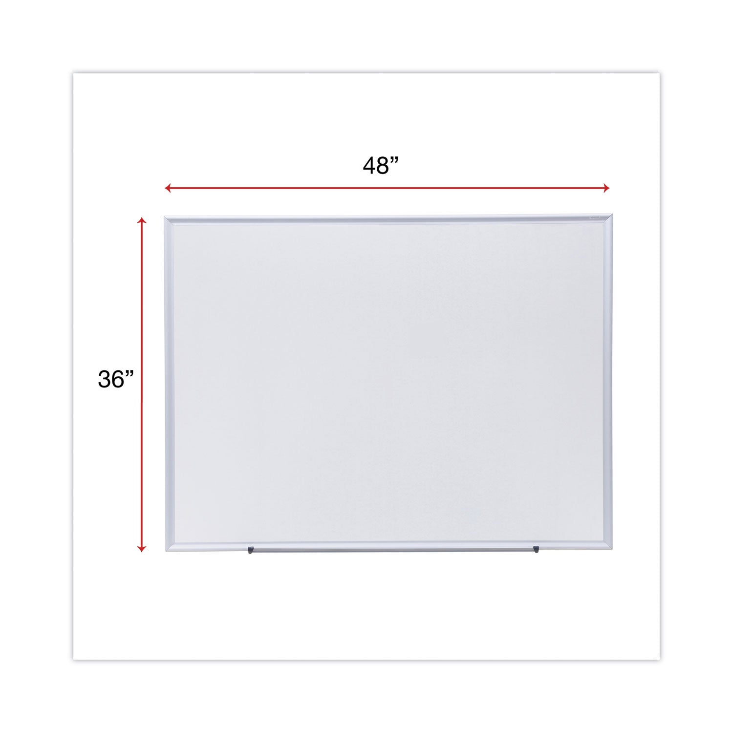 Universal® Deluxe Melamine Dry Erase Board, 48 x 36, Melamine White Surface, Silver Aluminum Frame