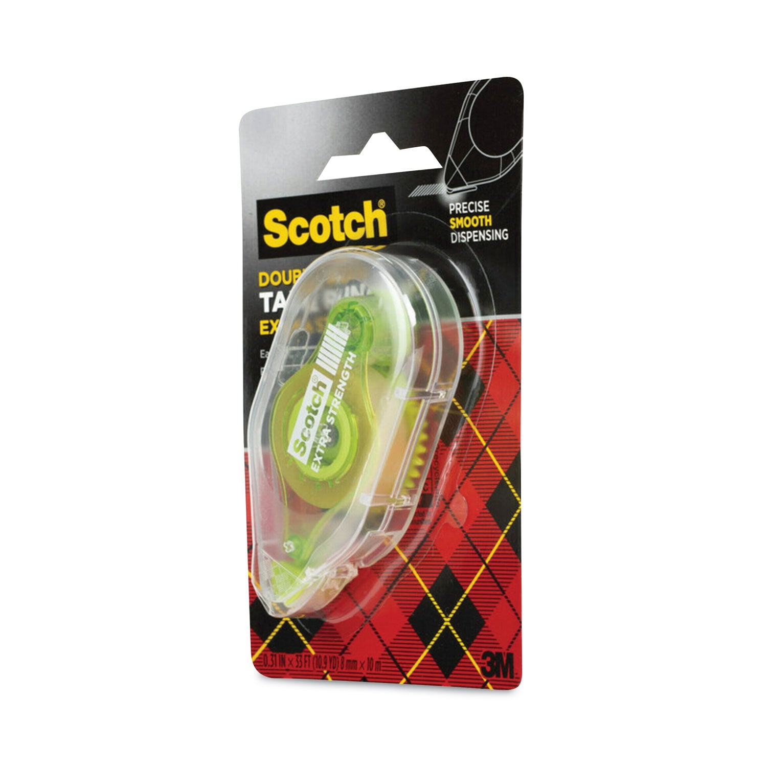 Scotch® Extra-Strength Tape Runner, 0.31" x 33 ft, Dries Clear