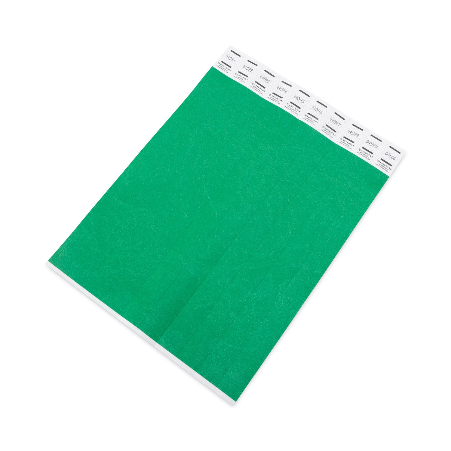 Advantus Crowd Management Wristbands, Sequentially Numbered, 10" x 0.75", Green, 100/Pack