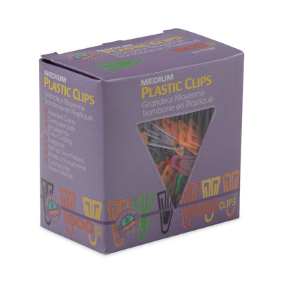 Plastic Paper Clips, Medium, Smooth, Assorted Colors, 500/Box Flipcost Flipcost