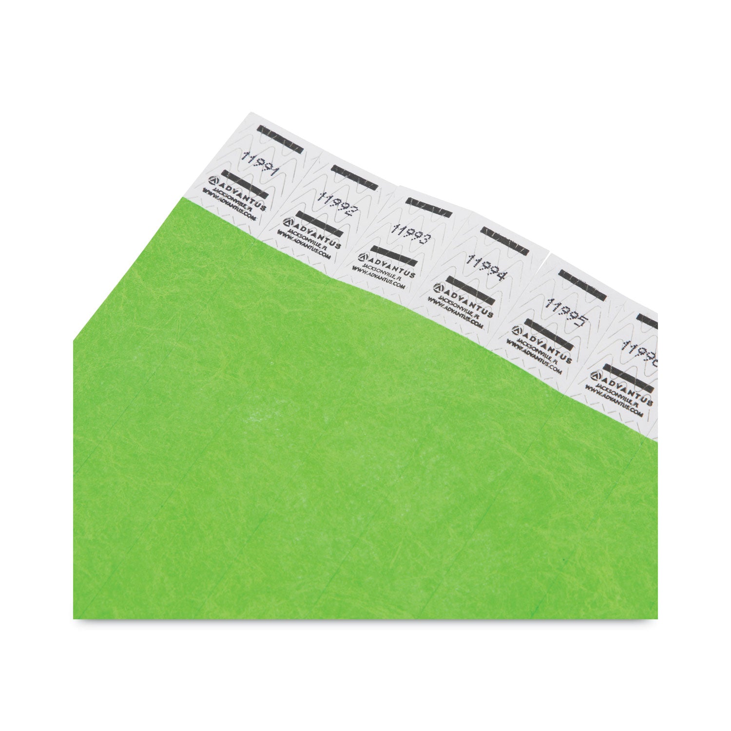 Advantus Crowd Management Wristbands, Sequentially Numbered, 9.75" x 0.75", Neon Green, 500/Pack