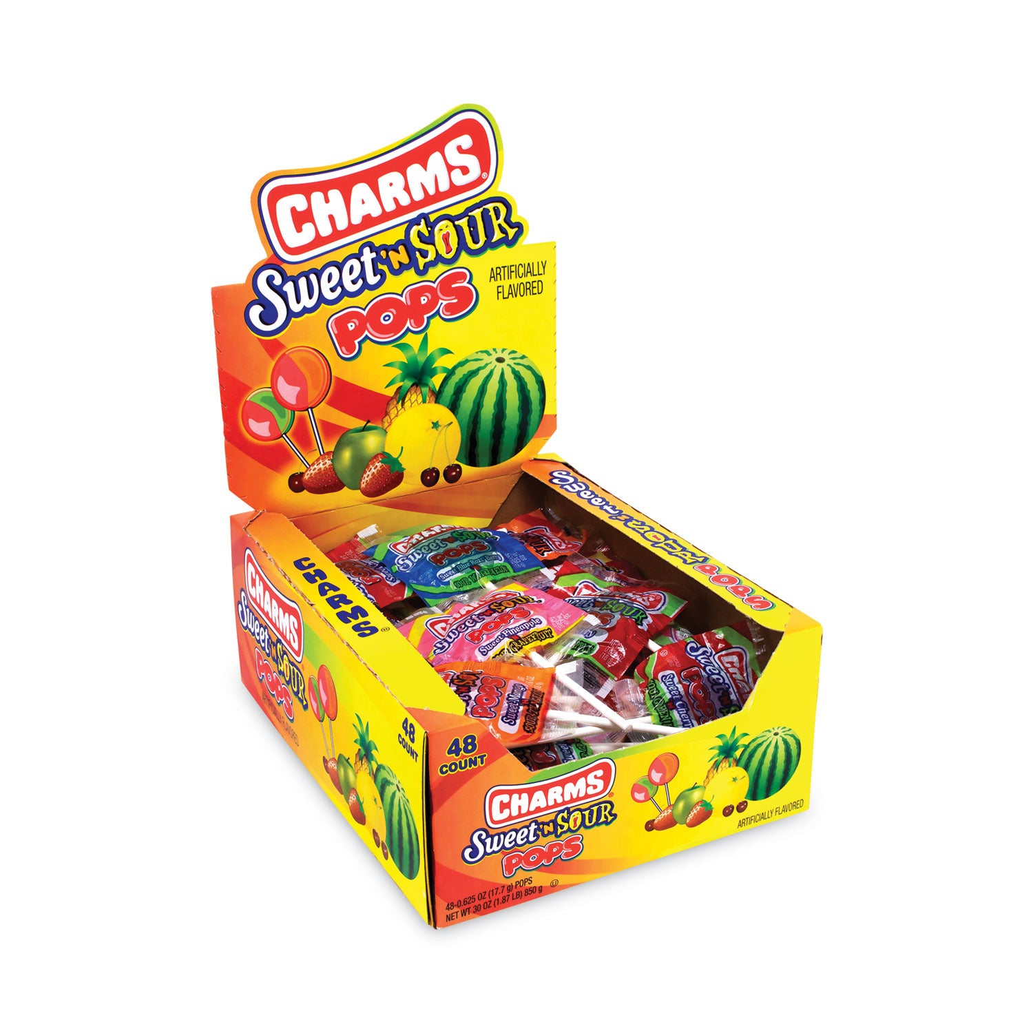 Charms® Sweet and Sour Pop, Assorted Flavors, 0.63 oz, 48/Carton