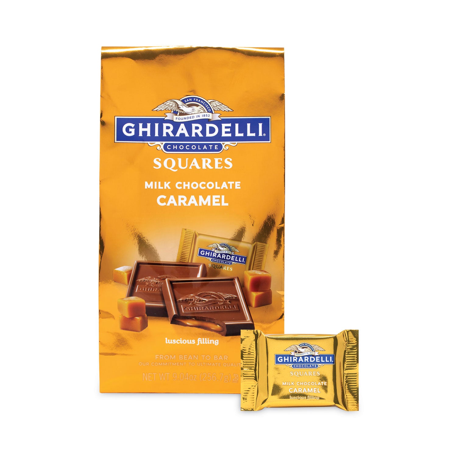 Milk Chocolate and Caramel Chocolate Squares, 9.04 oz Bags, 2 Bags/Pack