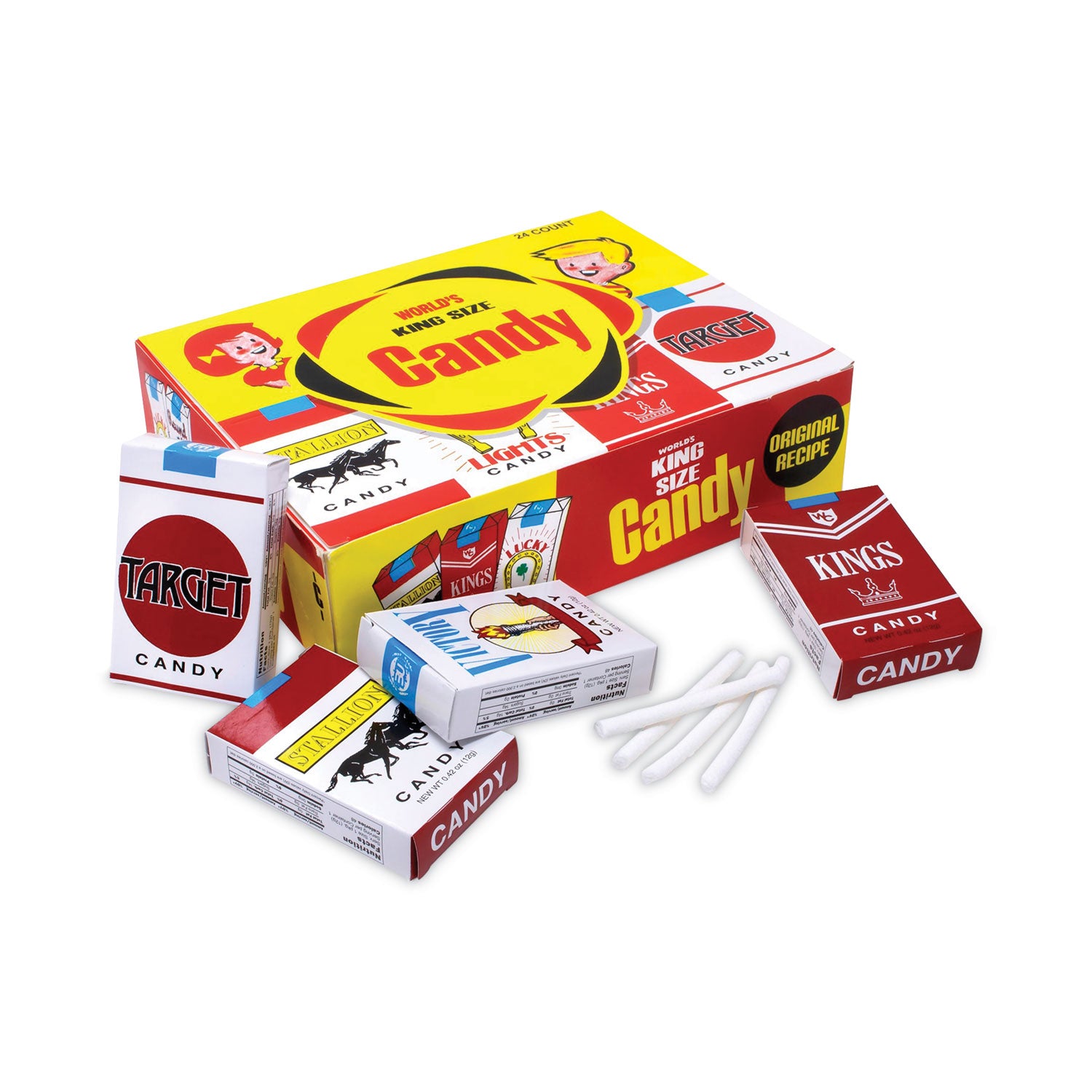 World Confections Candy Cigarettes, 1.3 oz, 24/Pack