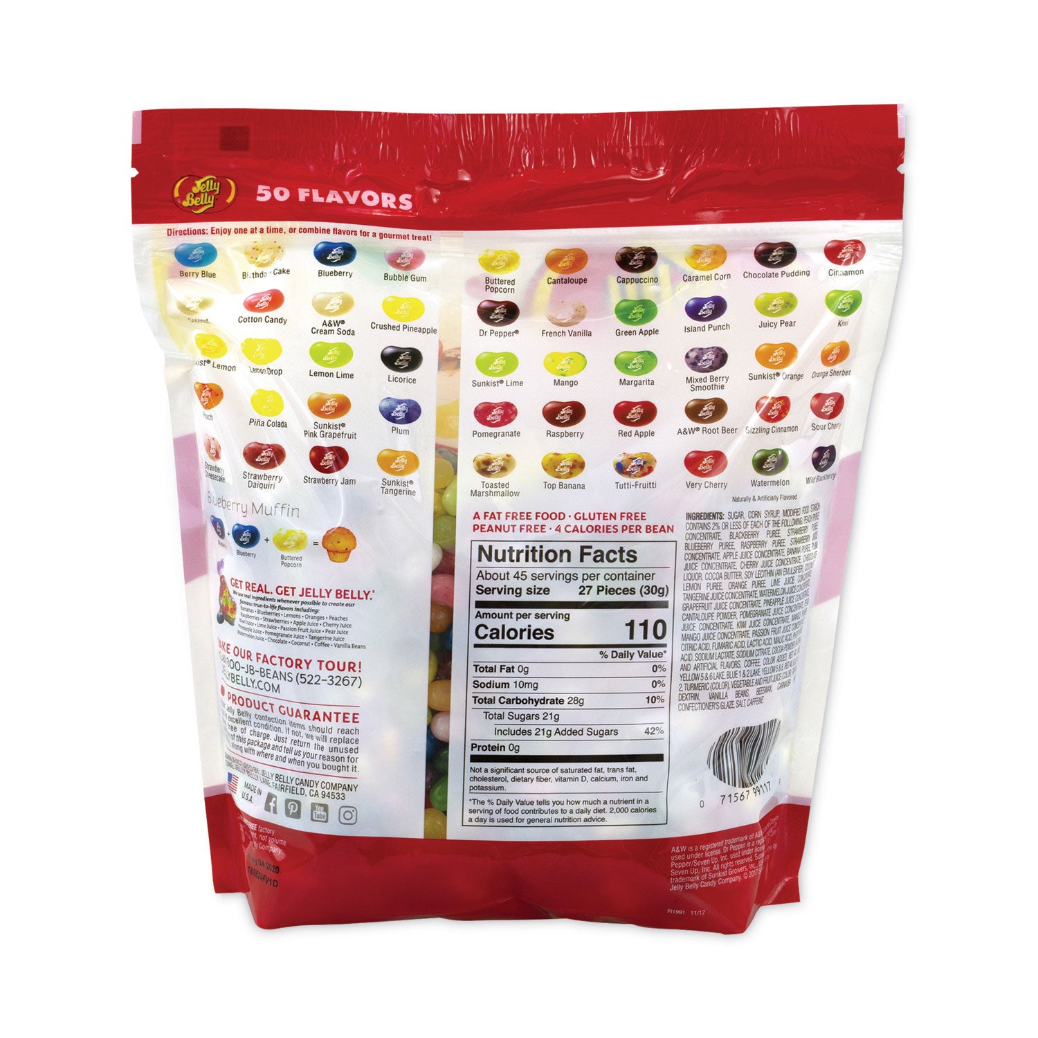 Jelly Belly® 50 Flavors Jelly Beans Assortment, 3 lb Standup Bag