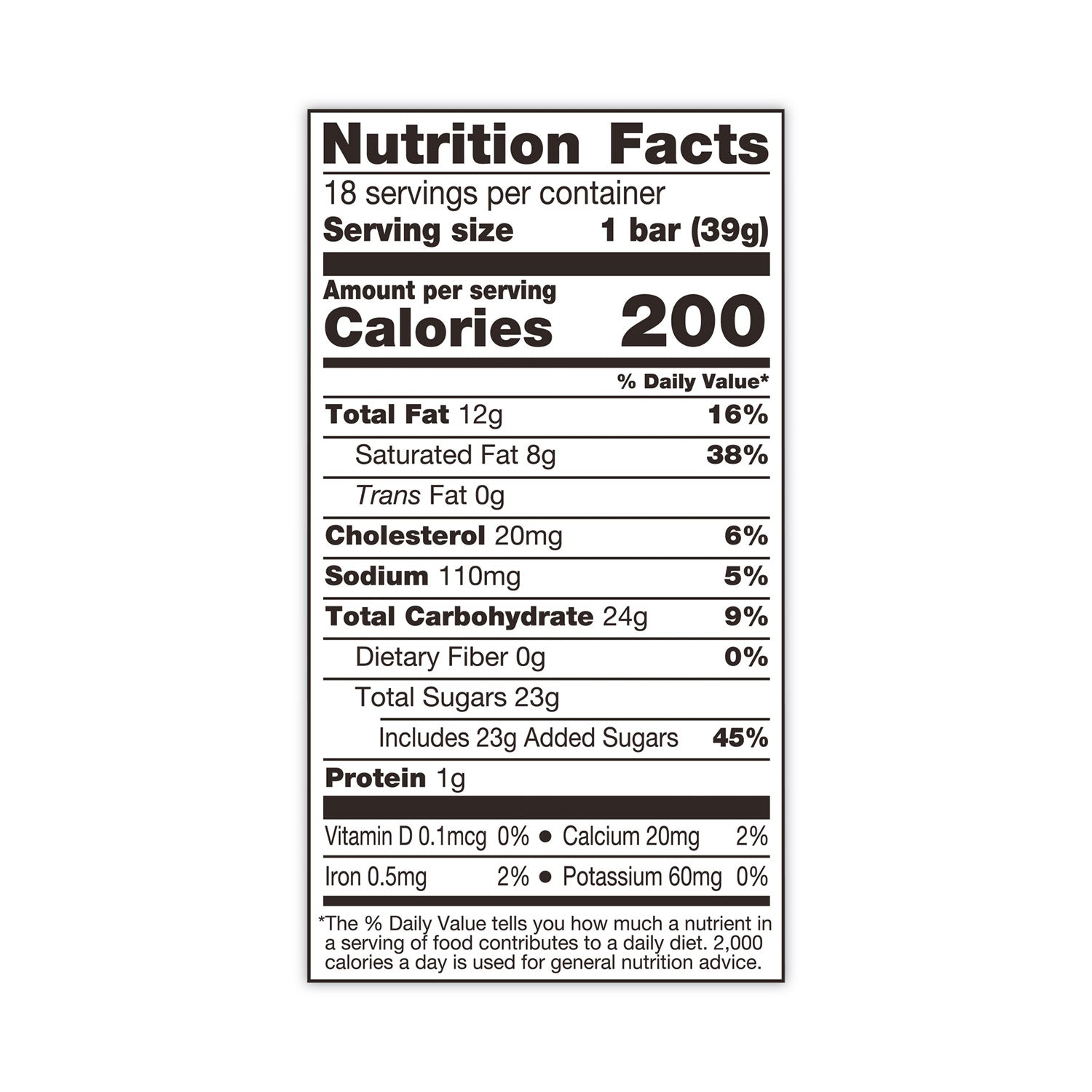 SKOR Candy Bar, 1.4 oz Bar, 18/Carton