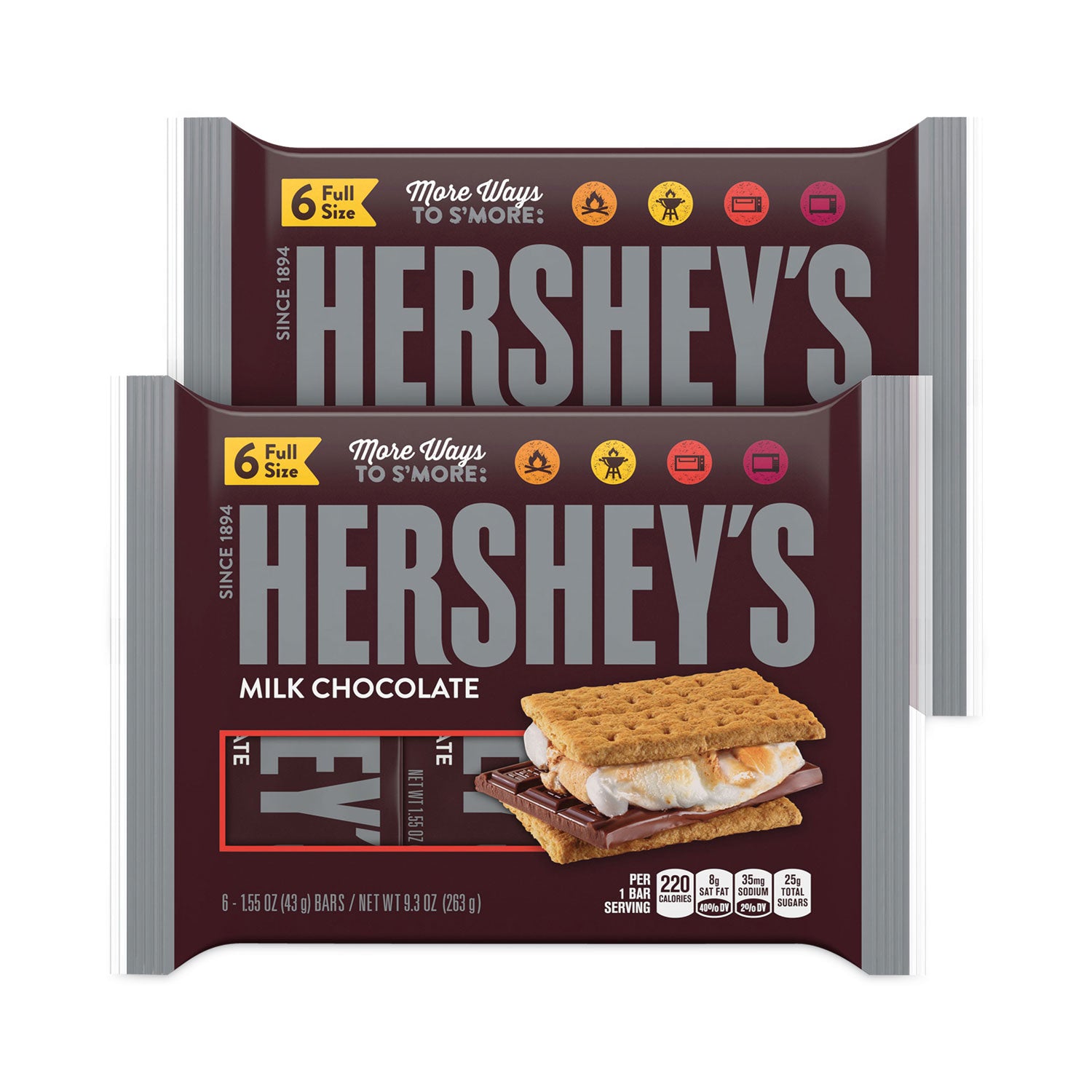 Hershey®'s Milk Chocolate Bar, 1.55 oz Bar, 6 Bars/Pack, 2 Packs/Box