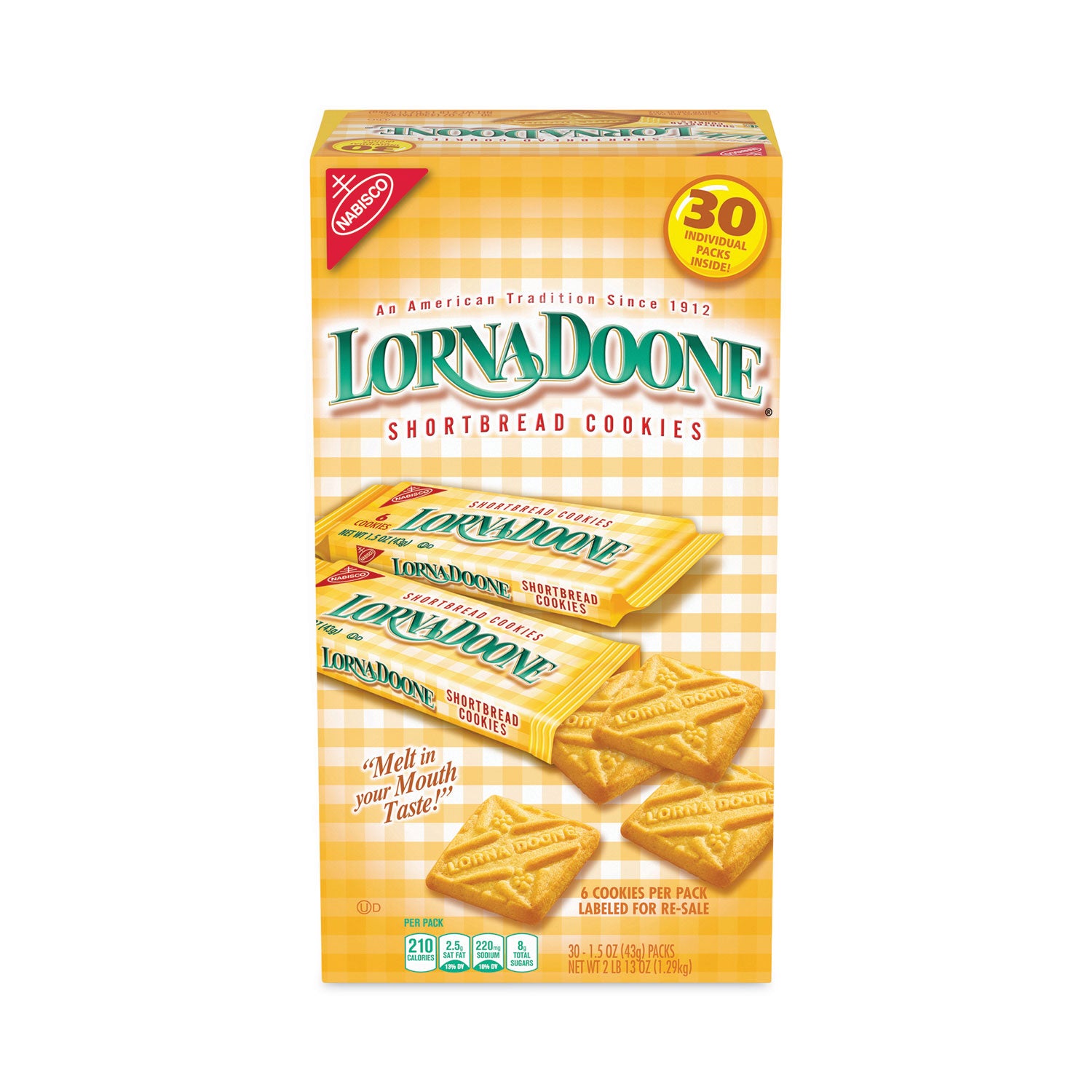 Nabisco® Lorna Doone Shortbread Cookies, 1.5 oz Packet, 30 Packets/Carton